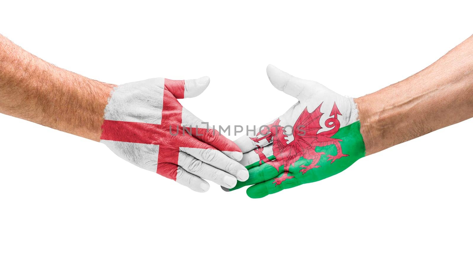 Football teams - handshake between England and Wales