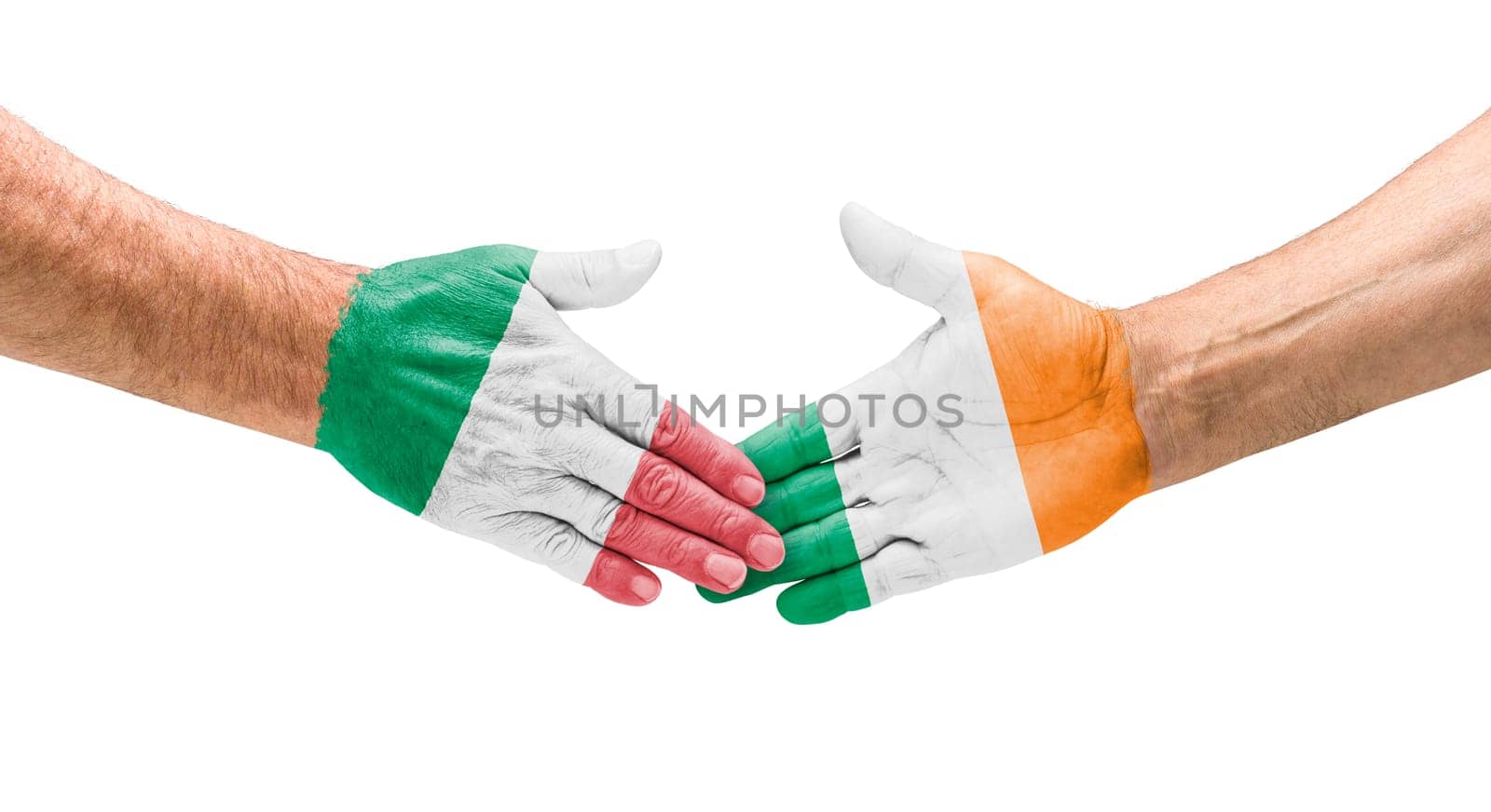 Football teams - handshake between Italy and Ireland
