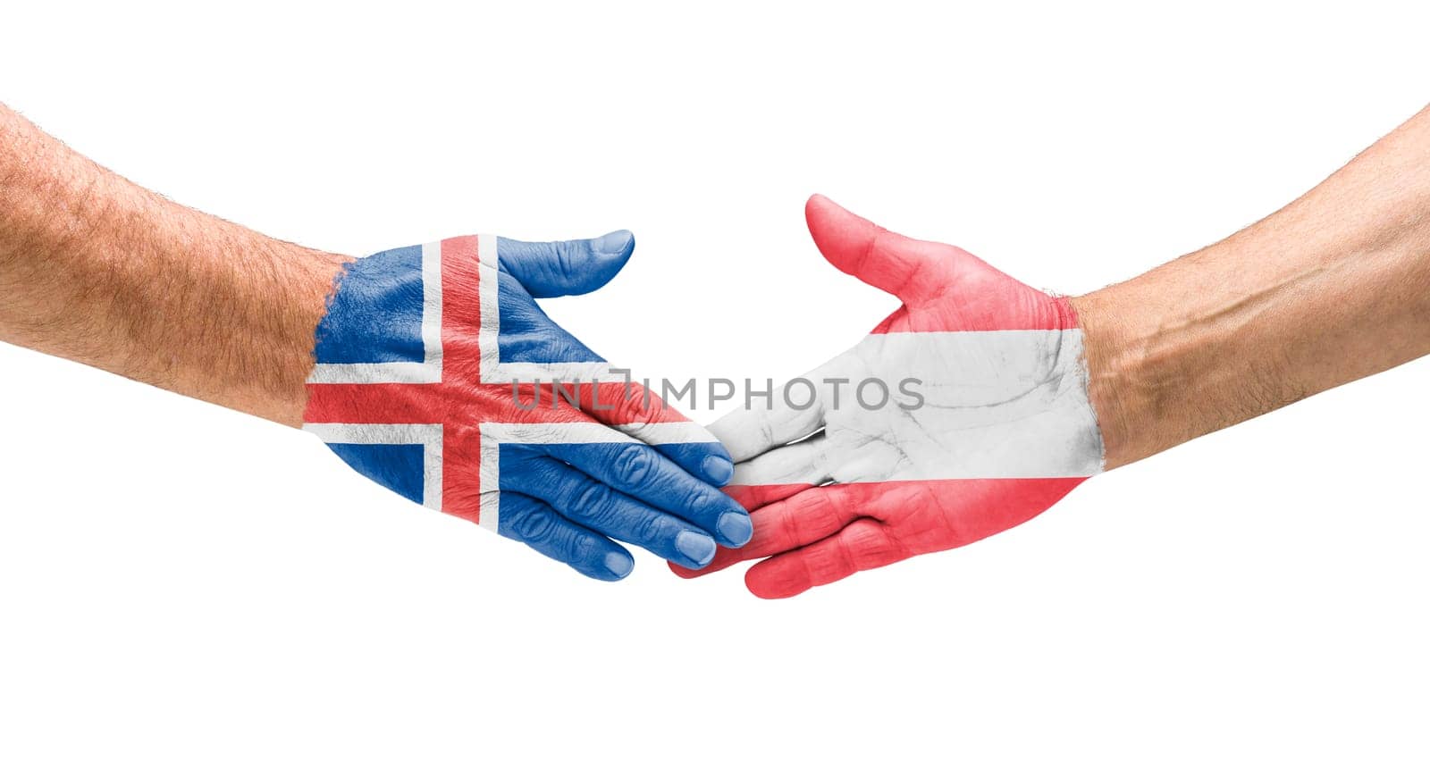 Football teams - Handshake between Iceland and Austria