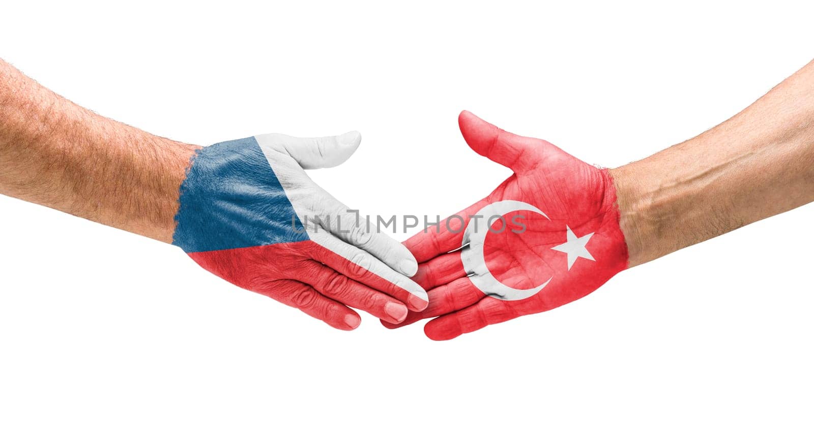 Football teams - handshake between the Czech Republic and Turkey