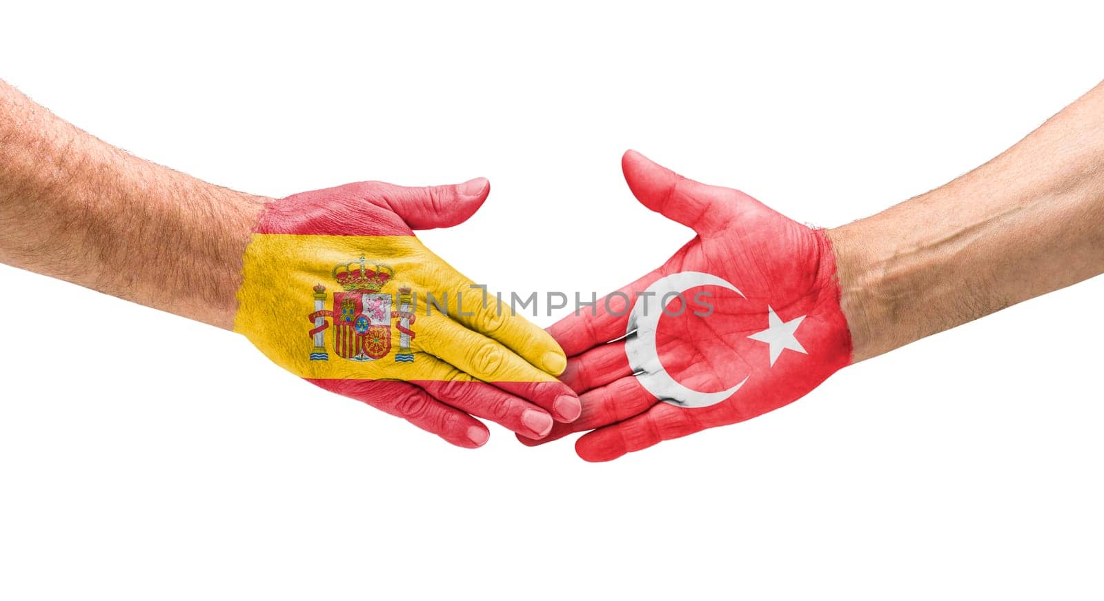 Football teams - handshake between Spain and Turkey