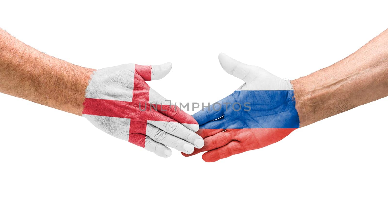 Football teams - handshake between England and Russia