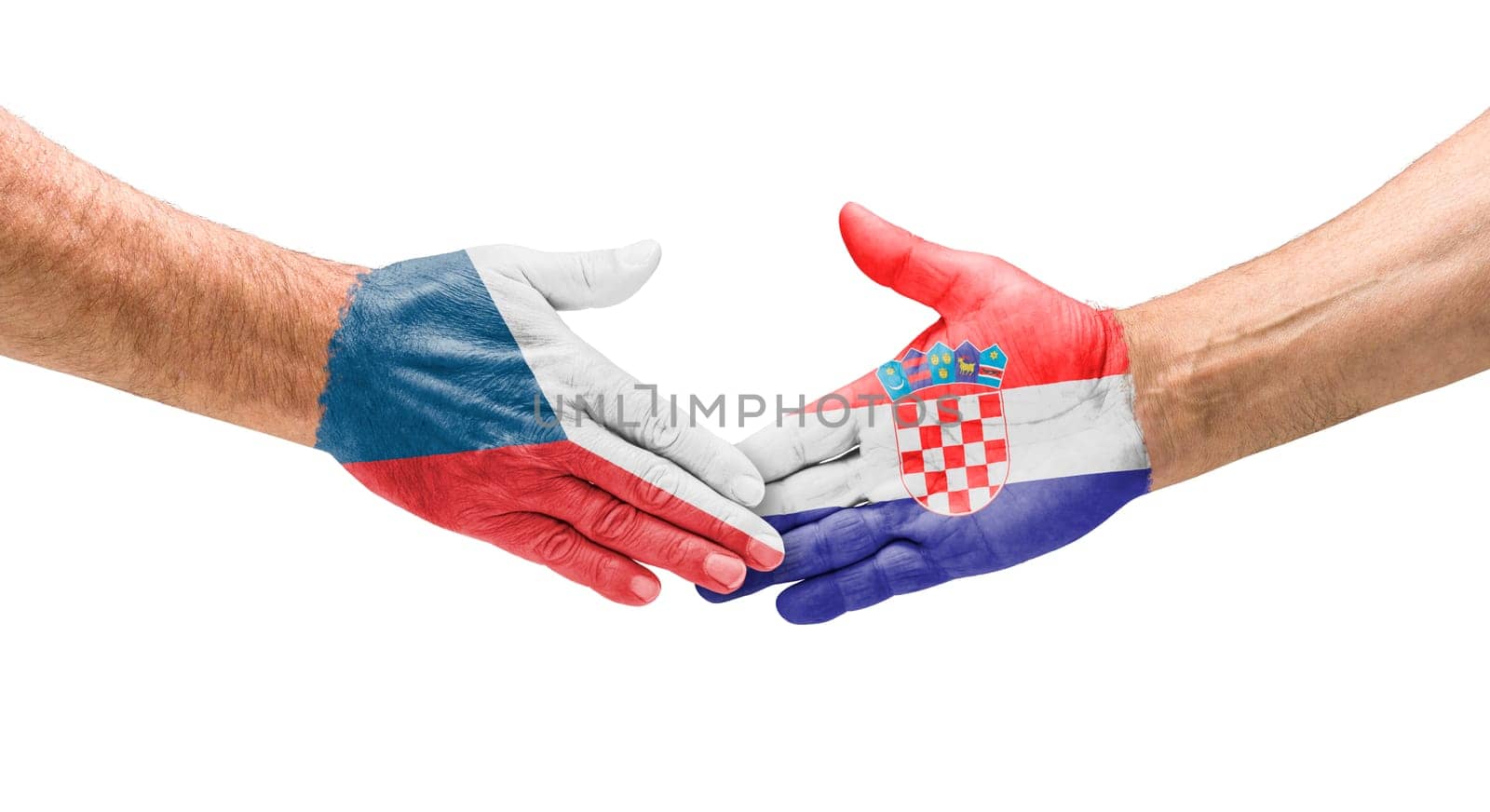 Football teams - handshake between Czech Republic and Croatia