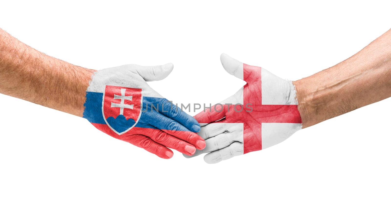 Football teams - handshake between Slovakia and England