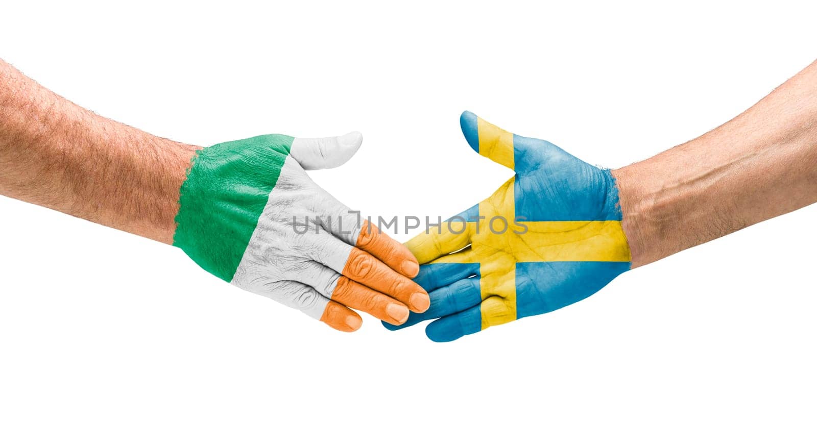 Football teams - handshake between Ireland and Sweden