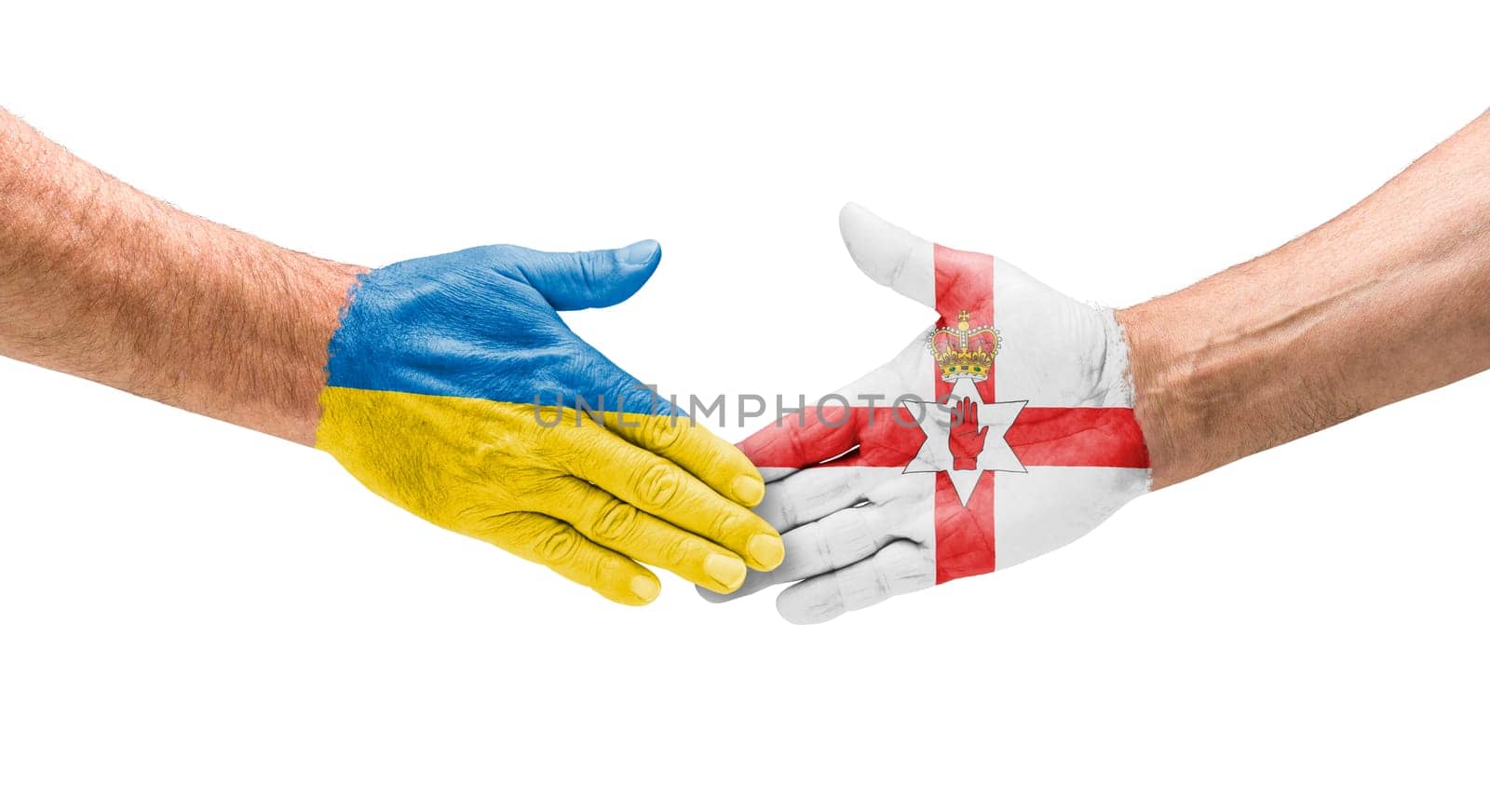 Football teams - handshake between Ukraine and Northern Ireland