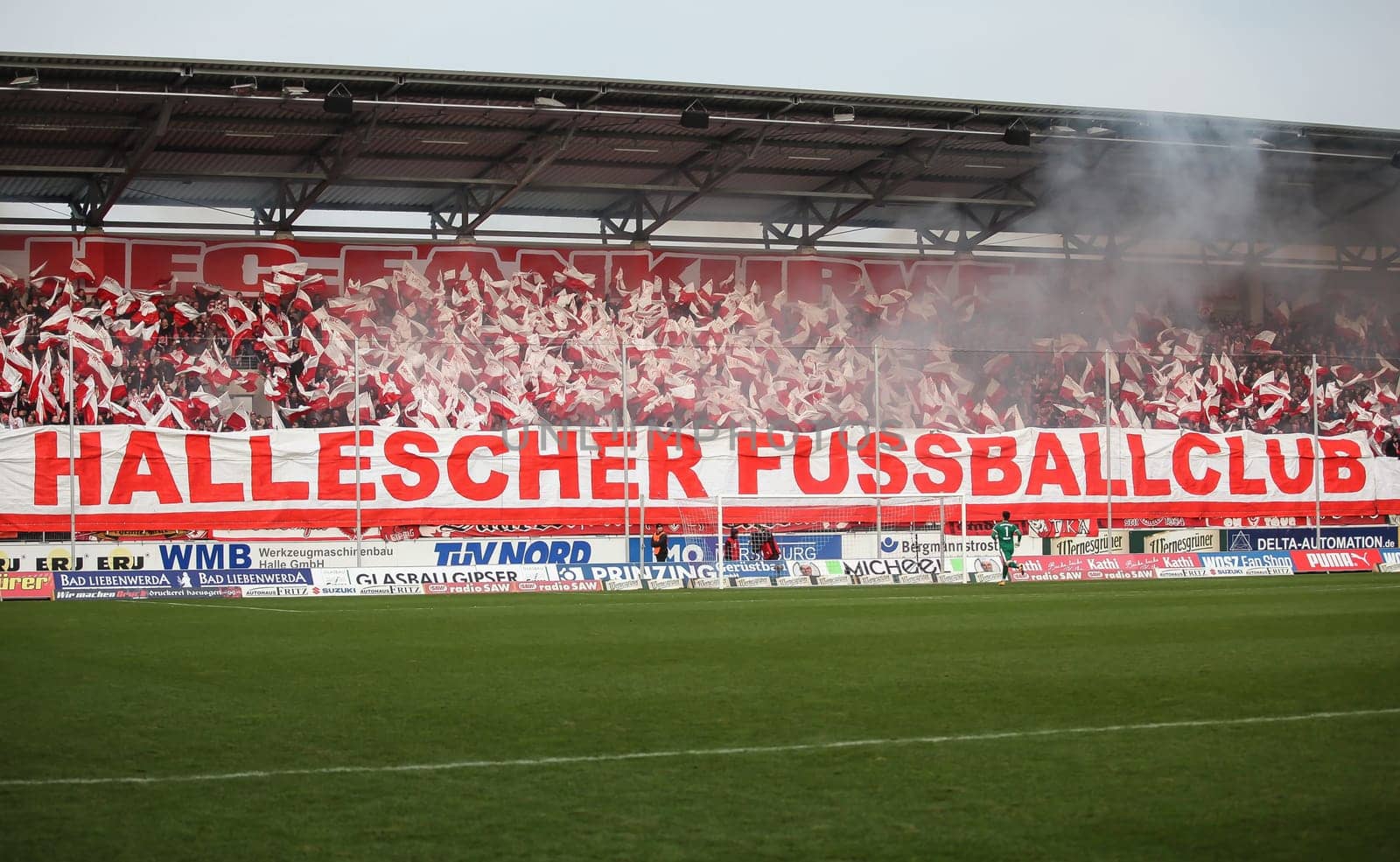 Fanblock Hallescher FC at the 3rd league season 2015/2016 point game Hallescher FC against SG Dynamo Dresden