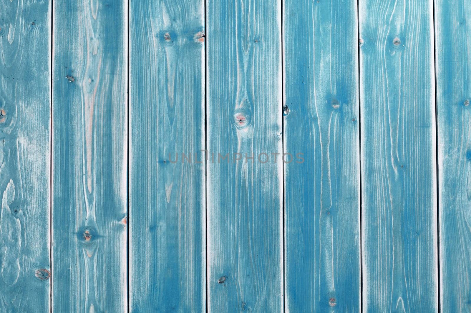 Colorful Background of Weathered Blue Painted Wooden Planks with Copy Space