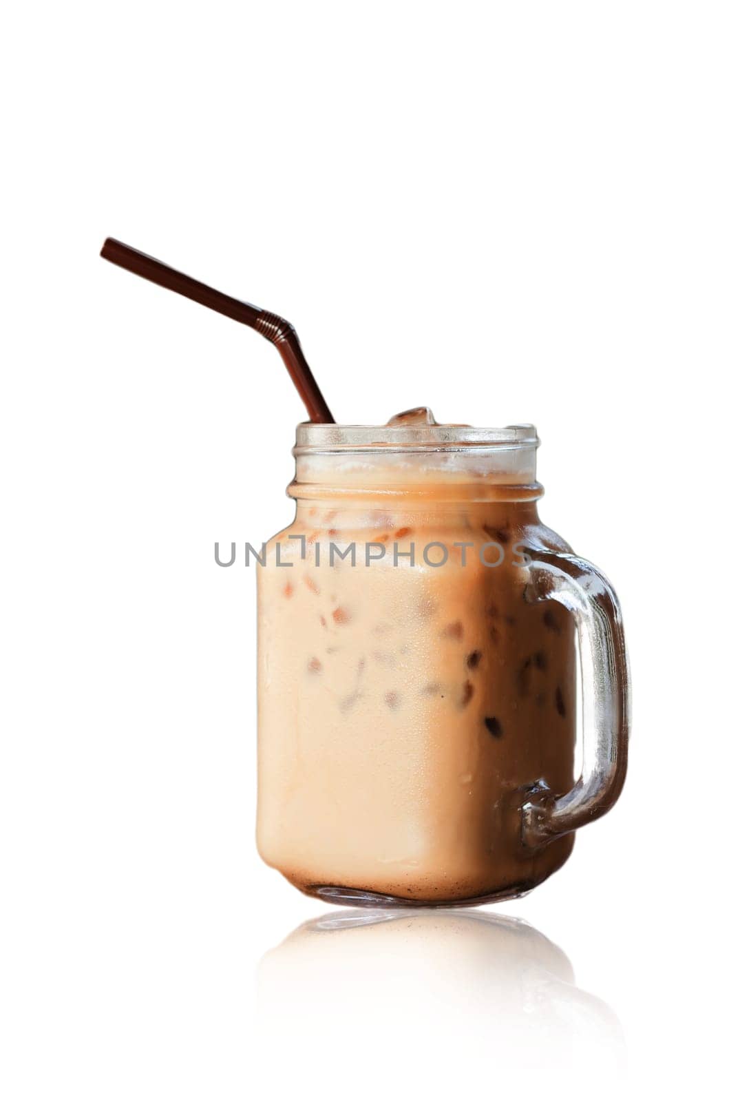 Iced coffee isolated on white background, stock photo