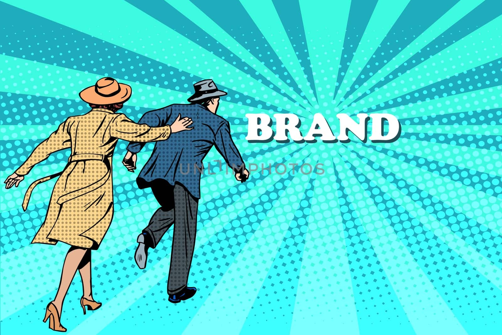 Family and sale of the brand pop art retro style. Seasonal sale. Consumer excitement