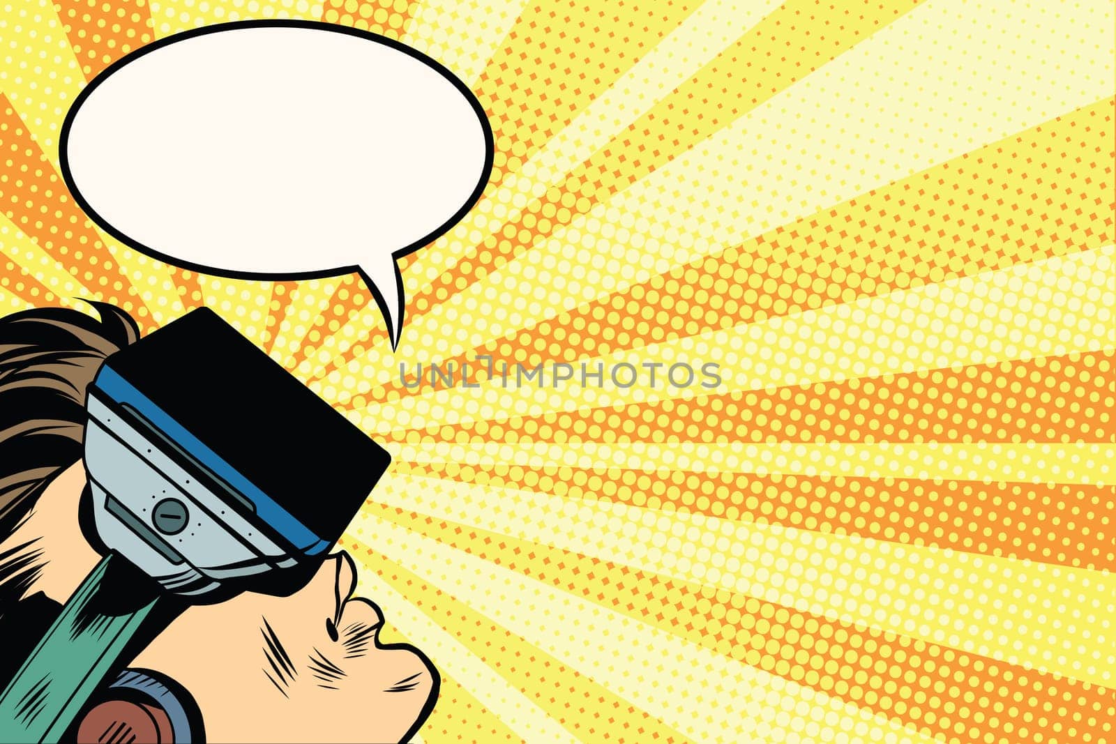 Man with glasses virtual reality pop art retro vector. New technology virtual reality. Games and entertainment. vr glasses vector