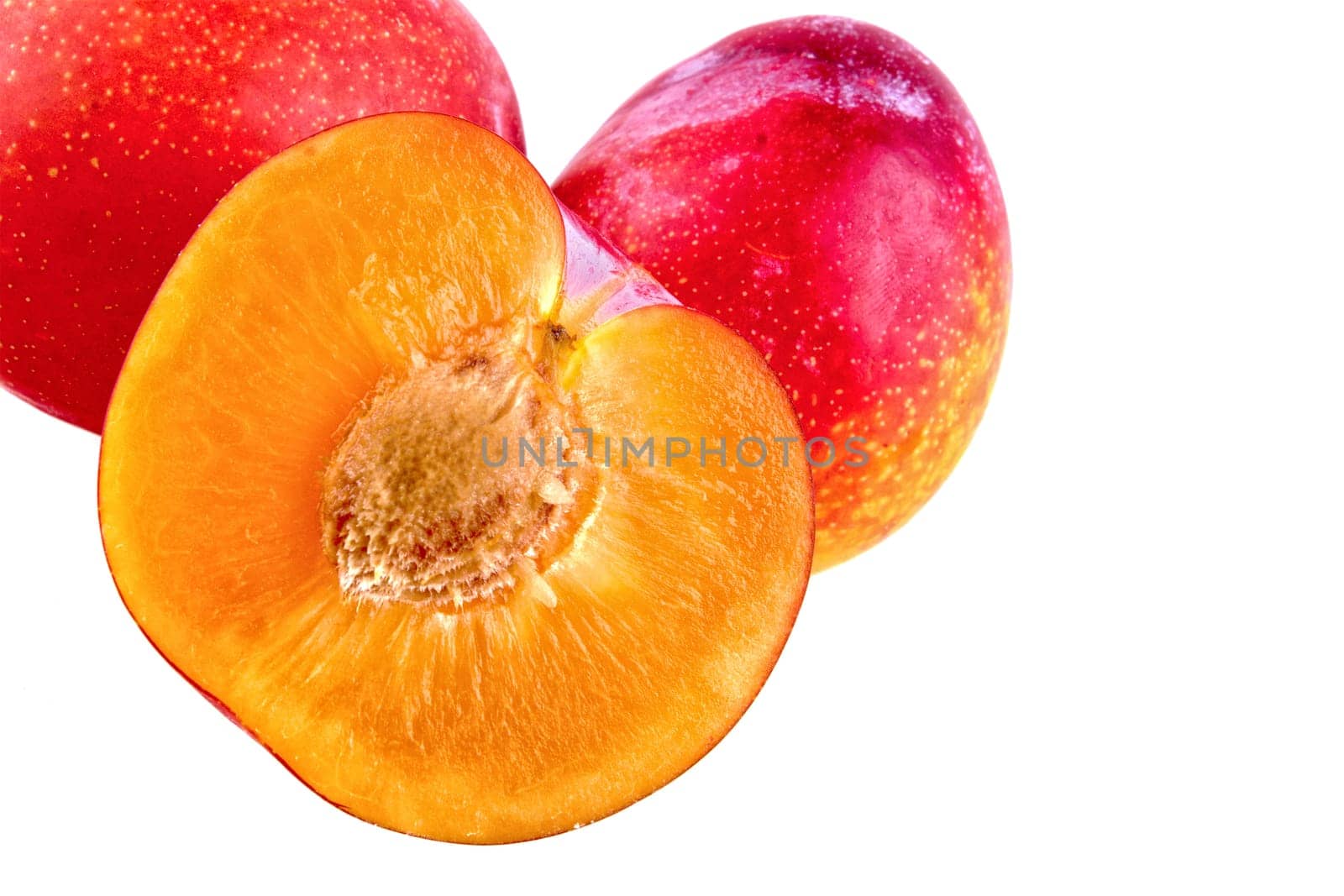 Group of plums isolated on a white background