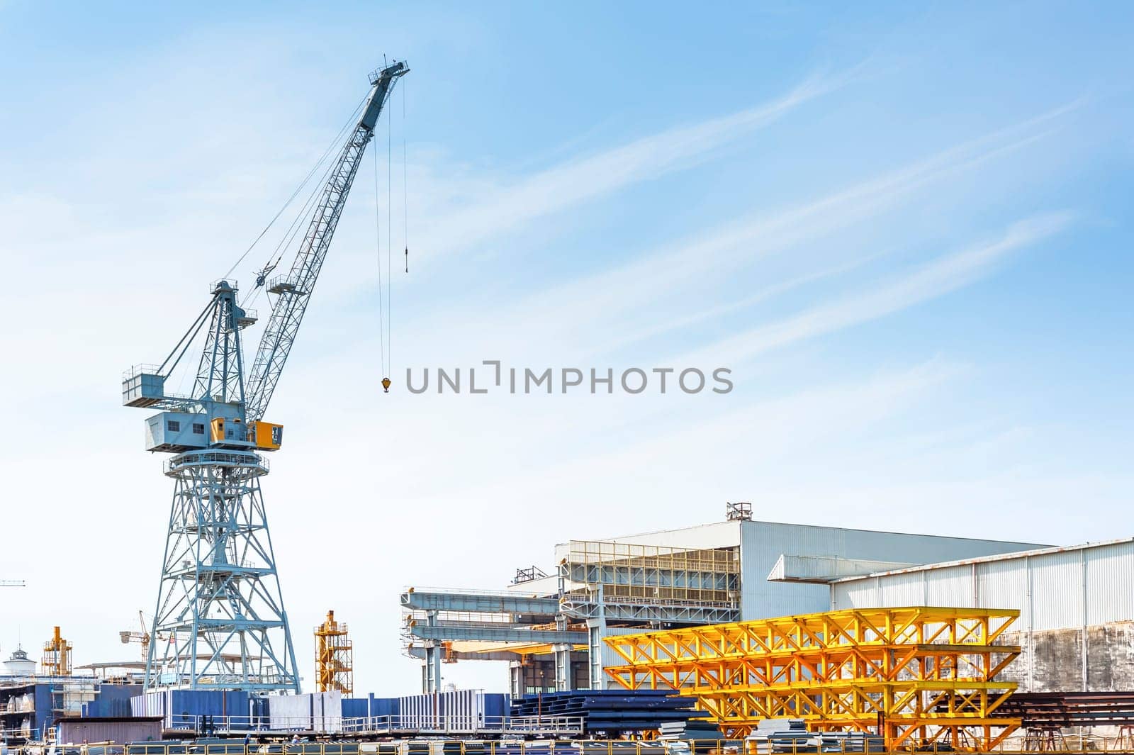 Cranes at work in the shipyard in Trieste