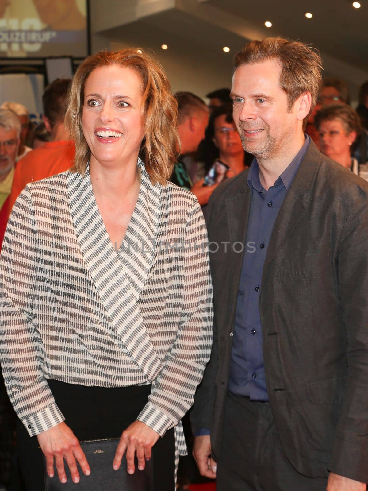 Actress Claudia Michelsen (Chief Commissioner Doreen Brach) and actor Matthias Matschke (Chief Commissioner Dirk Köhler) both in polizeiruf 110 Magdeburg at the premiere "Endstation"" - 45 jahre Polizeiruf 110 at CinemaxX Magdeburg on 23.05.2016"
