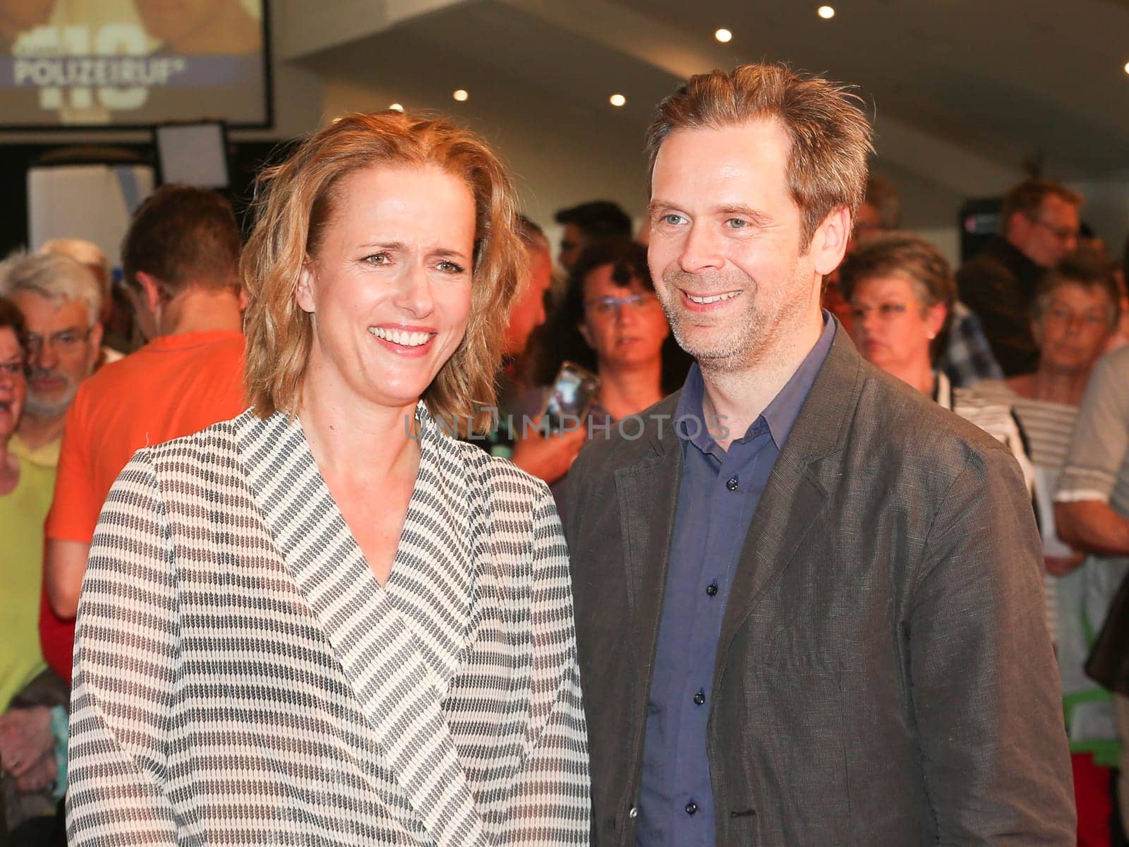 Actress Claudia Michelsen (Chief Commissioner Doreen Brach) and actor Matthias Matschke (Chief Commissioner Dirk Köhler) both in polizeiruf 110 Magdeburg at the premiere "Endstation"" - 45 jahre Polizeiruf 110 at CinemaxX Magdeburg on 23.05.2016"