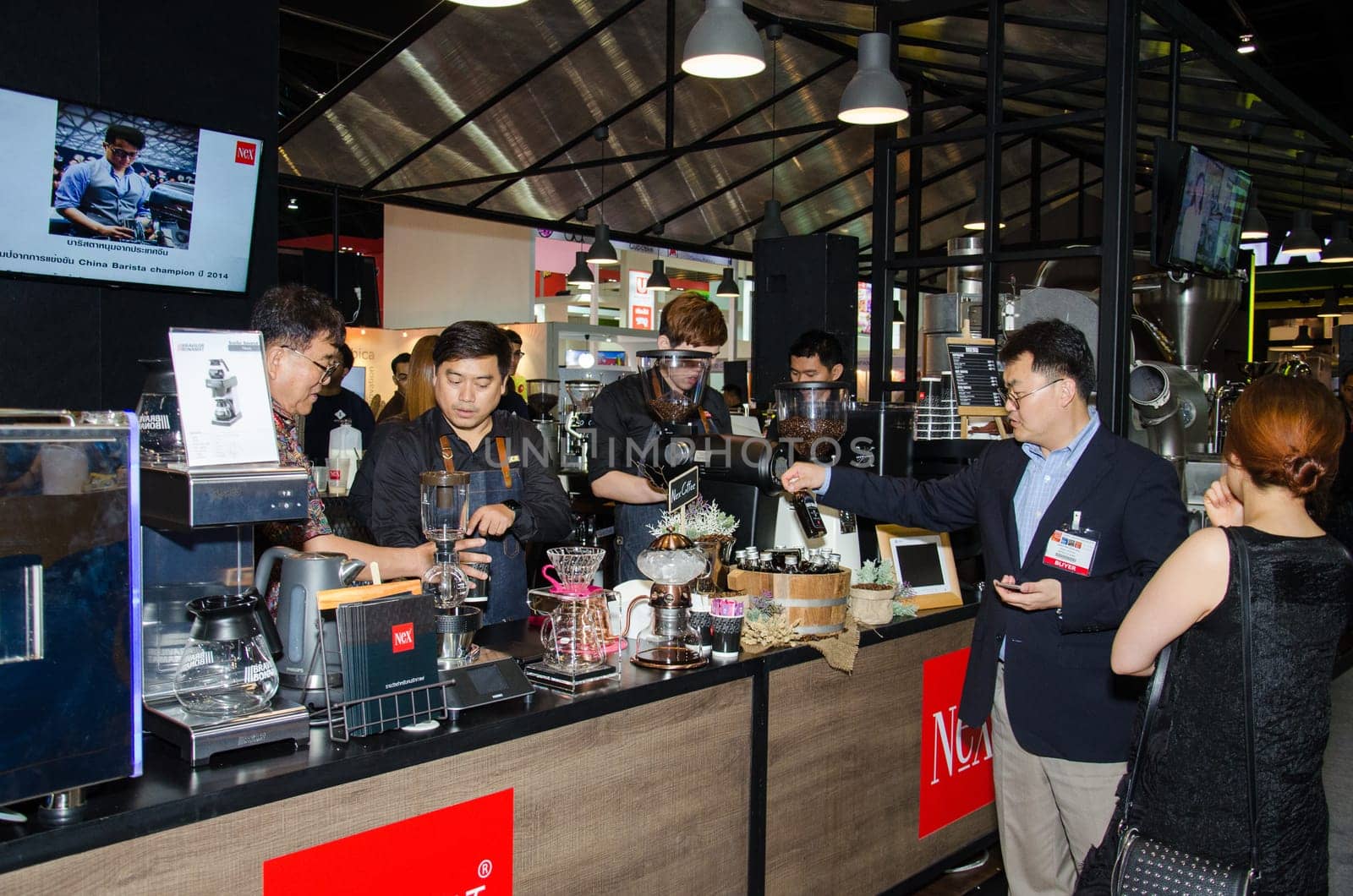 NONTHABURI - MAY 25 : Manufacturer showing products about food industry in during exhibition of THAIFEX - World of food ASIA 2016 on May 25, 2016 in Nonthaburi, Thailand.