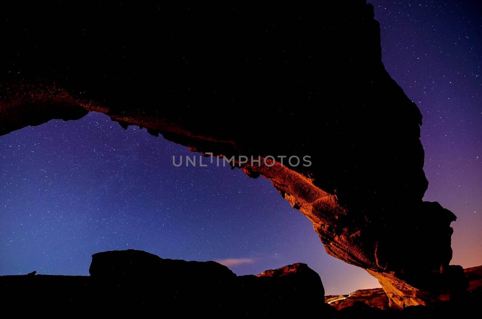 Night Sky Picture of a Basaltic Natural Arch