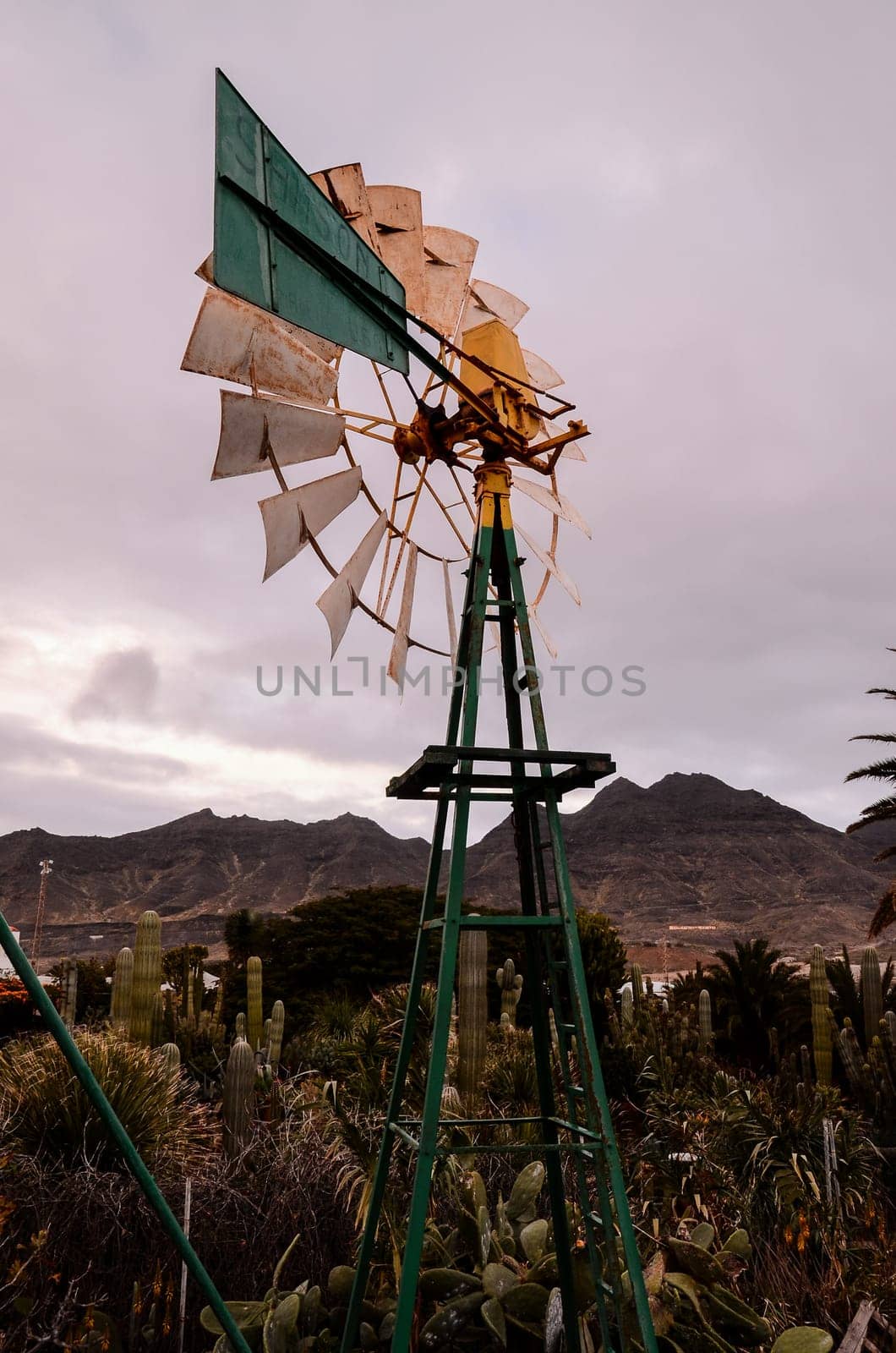 Vintage Wind Mill in Gran Canaria Canary Islands Spain