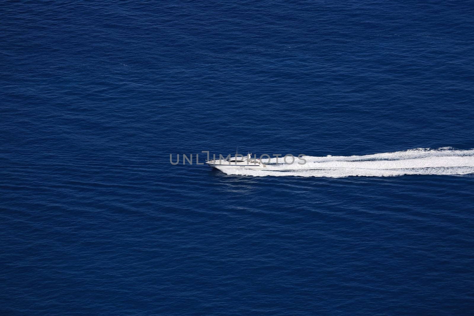 Luxury Boat Wake on Mediterranean Sea, between Cap d'Ail and Monaco