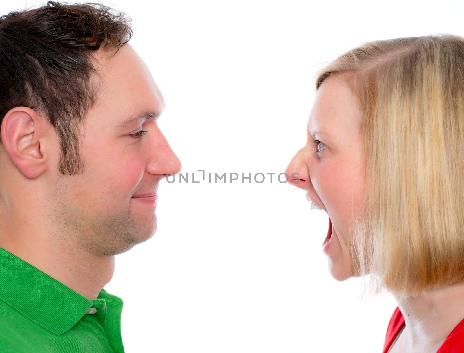 young woman scream at so her husband