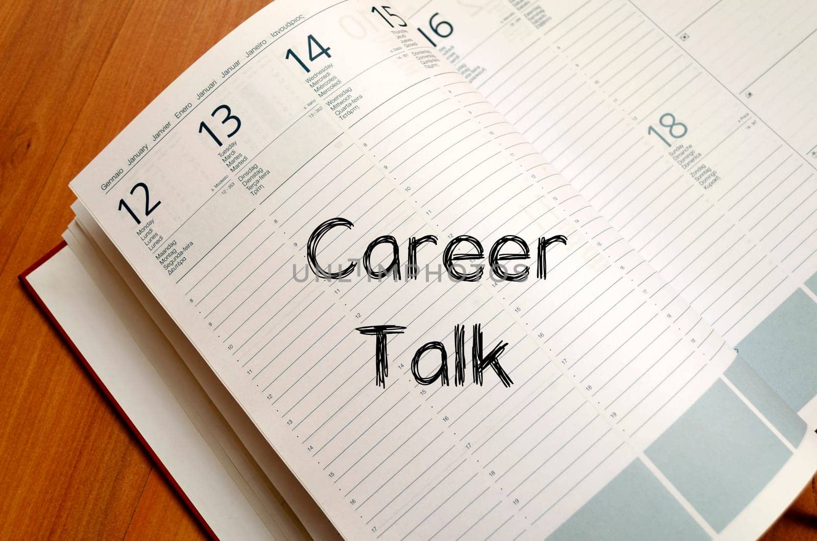 Career talk text concept write on notebook