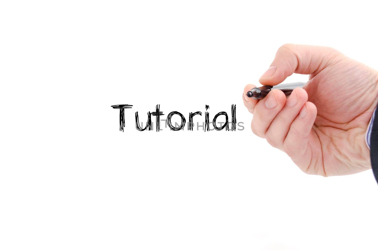 Tutorial text concept isolated over white background