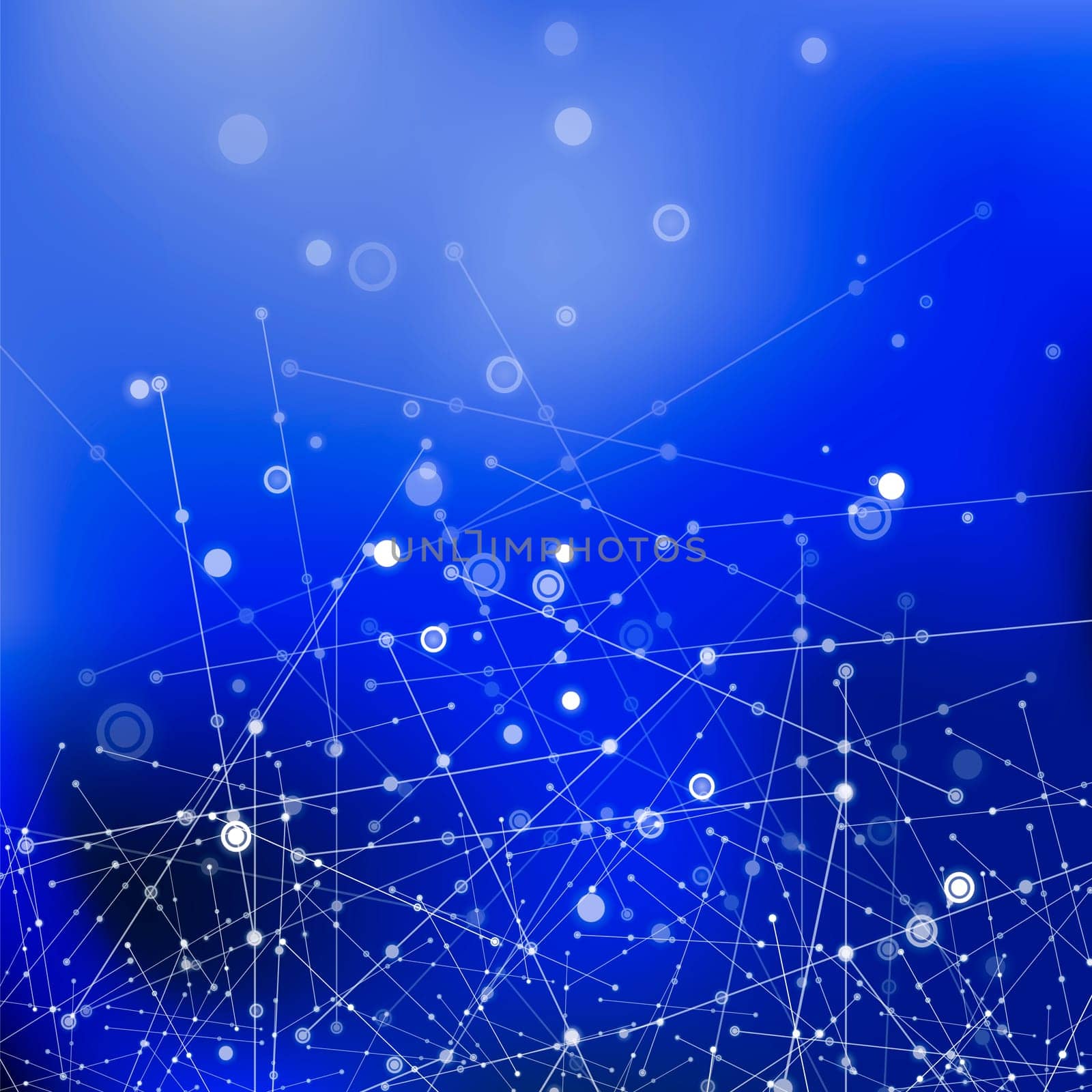 Blue Technology Background with Particle, Molecule Structure. Genetic and Chemical Compounds. Communication Concept. Space and Constellations.