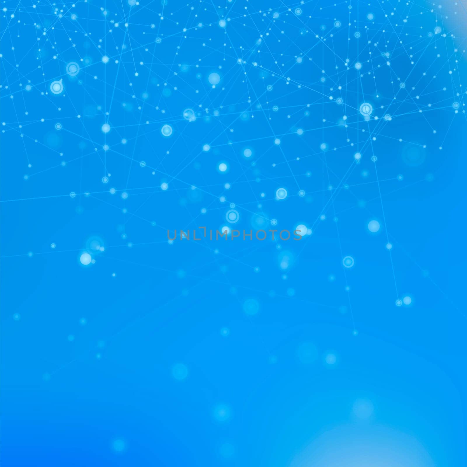 Blue Technology Background with Particle, Molecule Structure. Genetic and Chemical Compounds. Communication Concept. Space and Constellations.