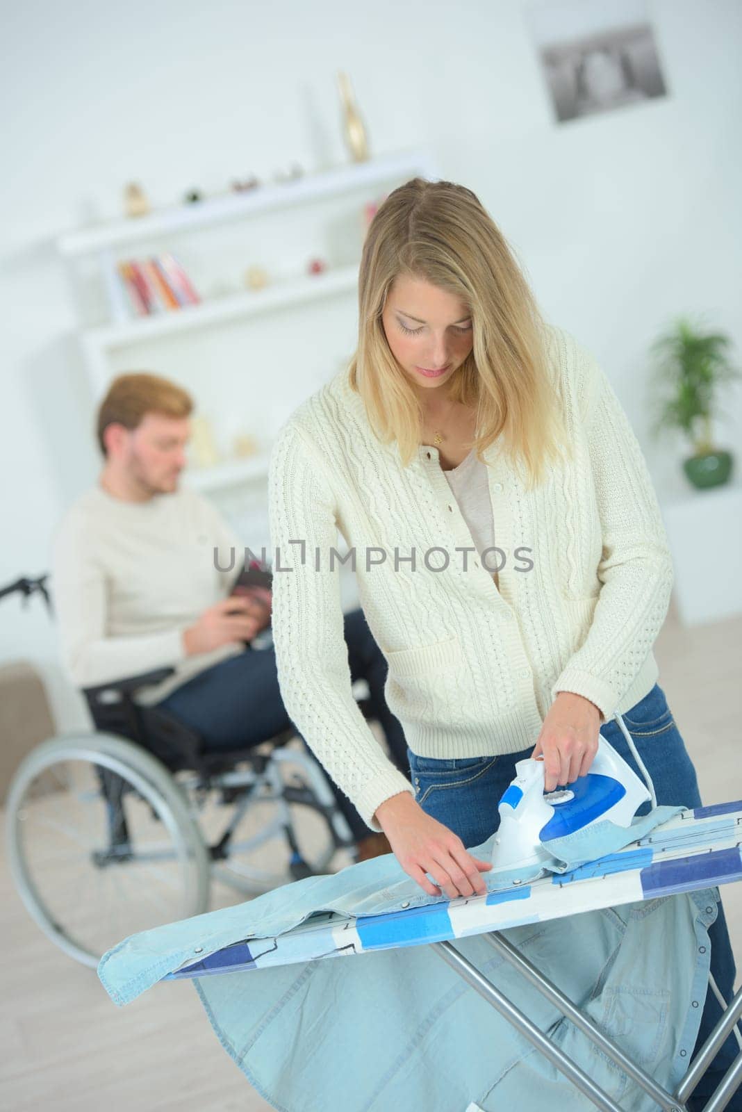 Woman doing some ironing
