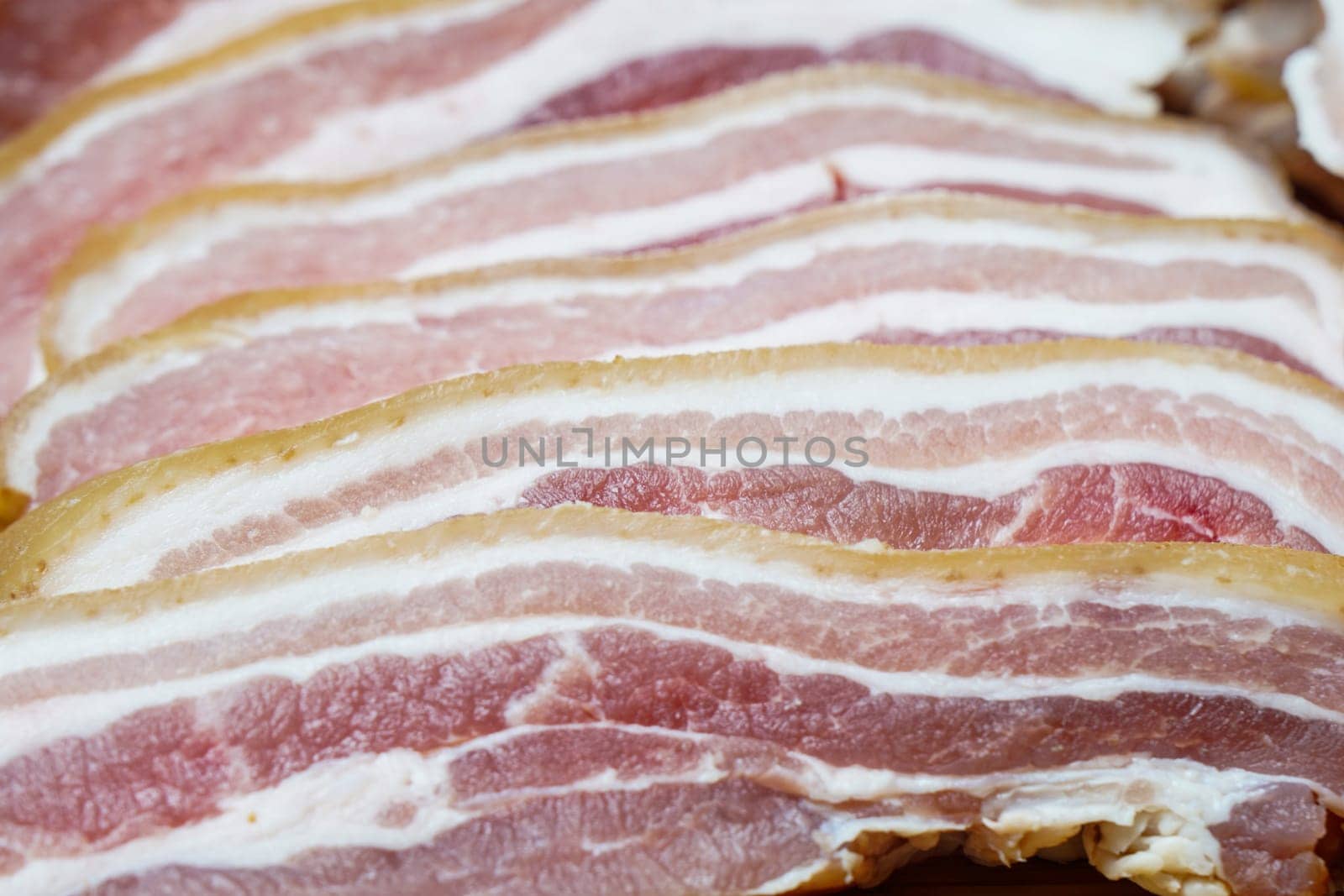 Raw Bacon, pork belly, ready for cooking and frying