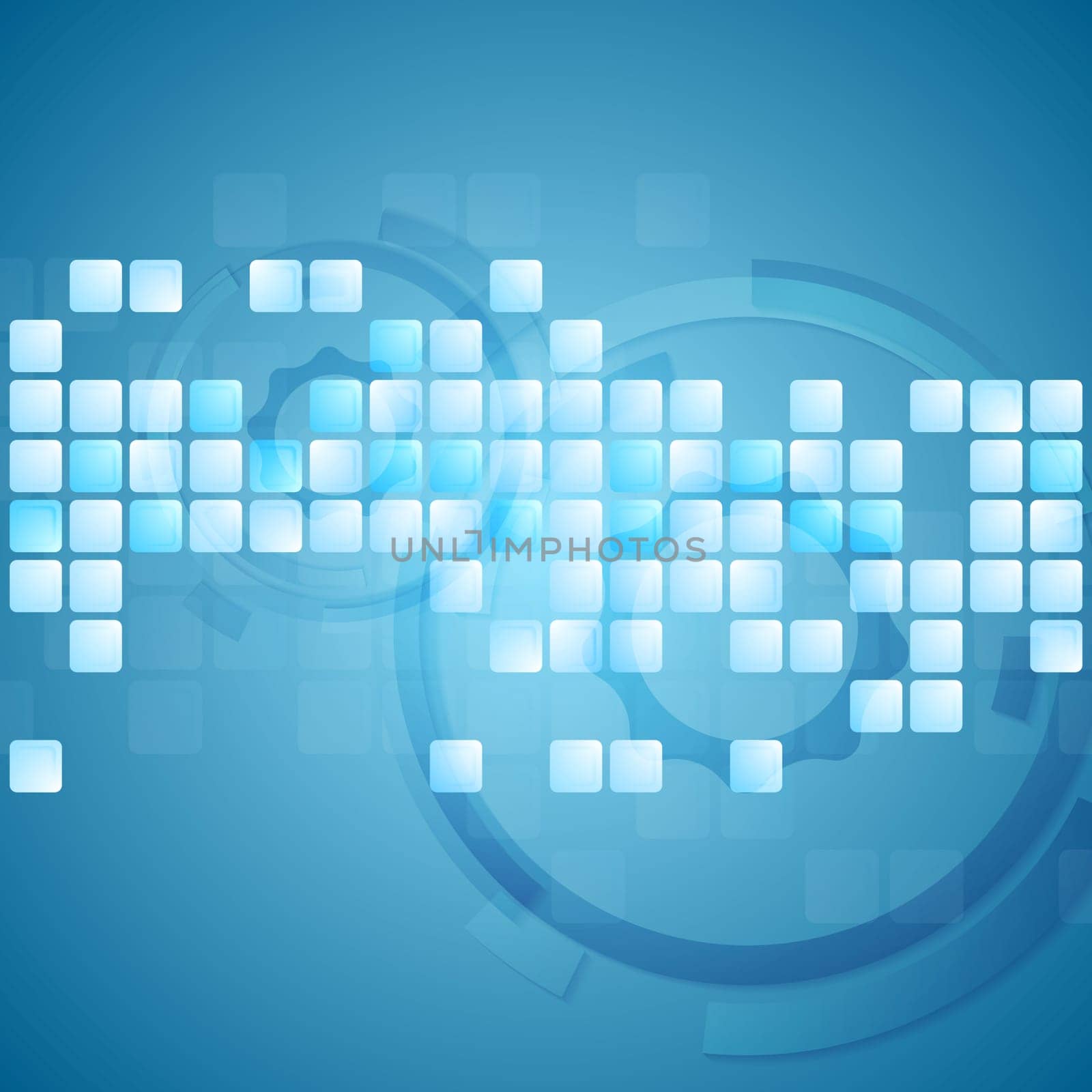 Tech abstract bright blue background. Squares design