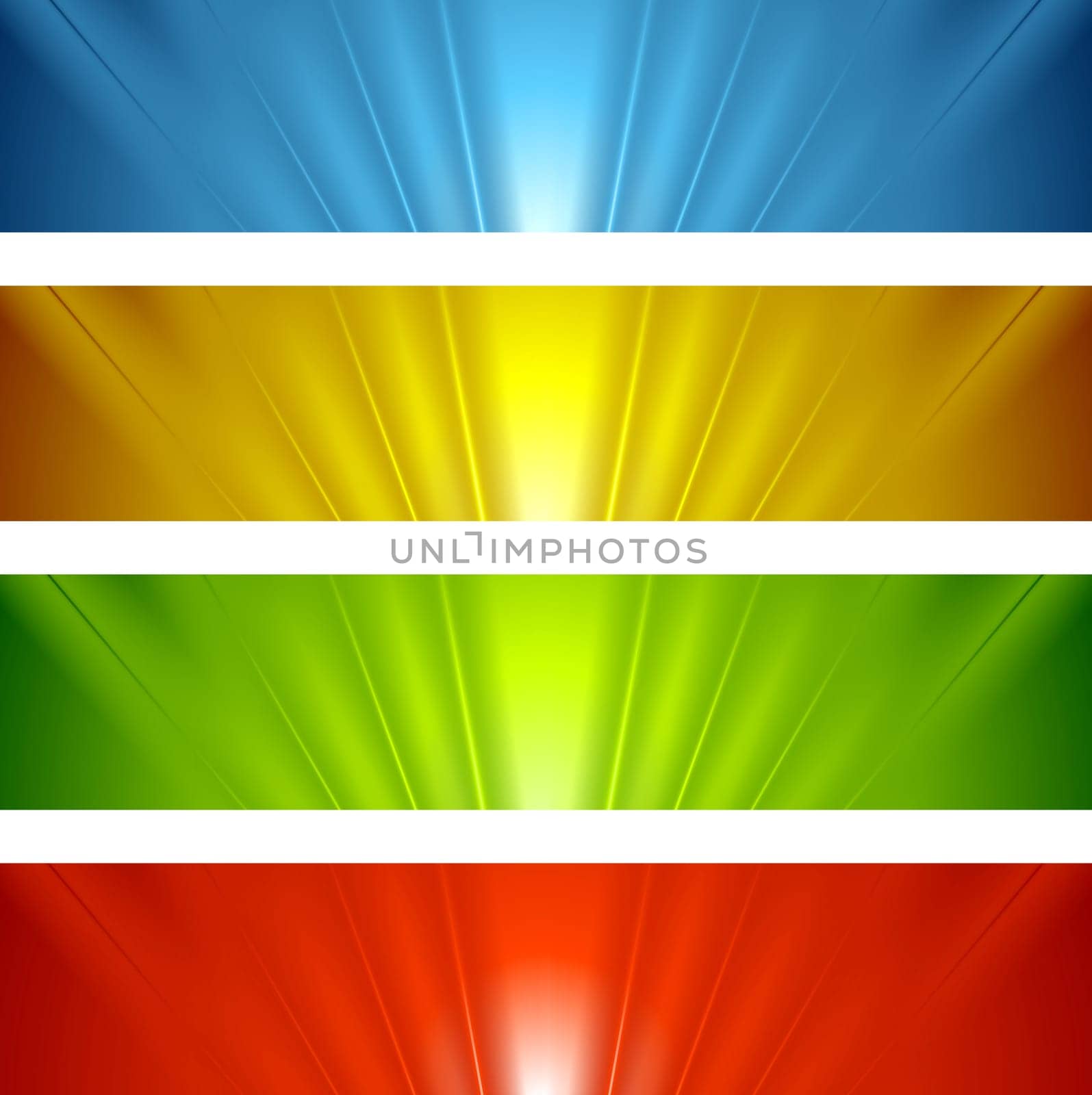 Abstract banners with bright glow beams
