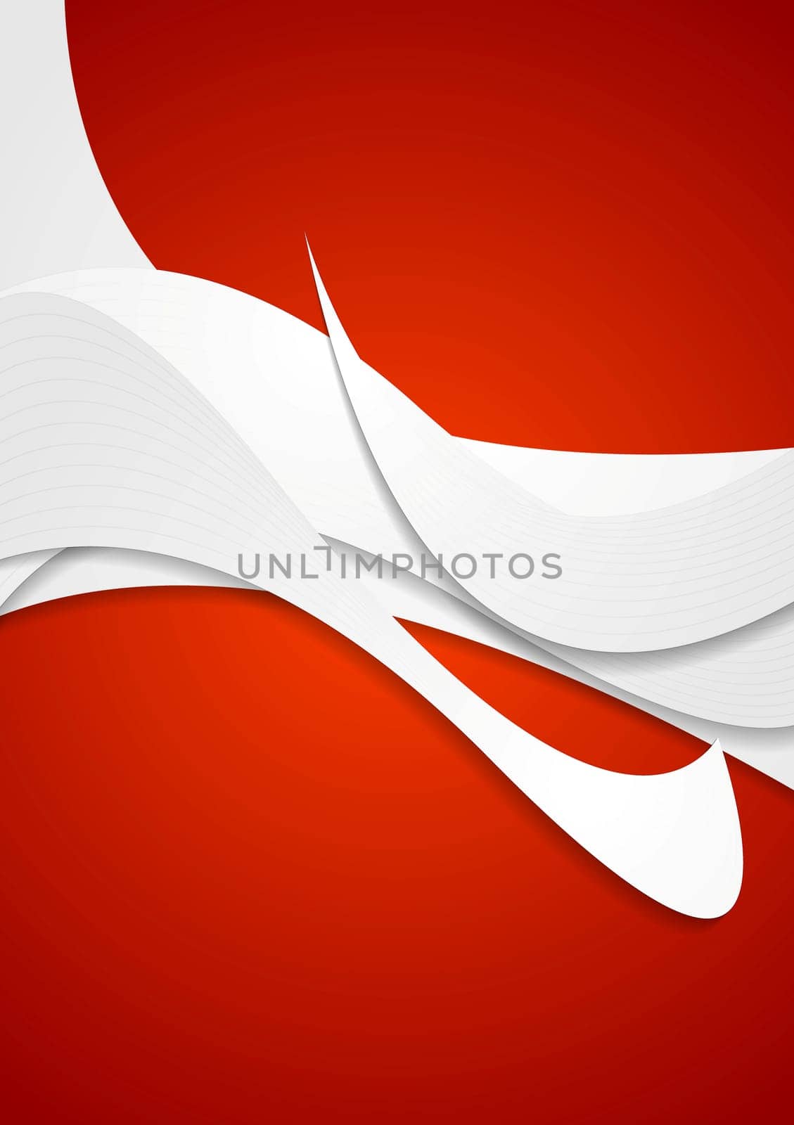 Abstract grey wavy pattern on red background