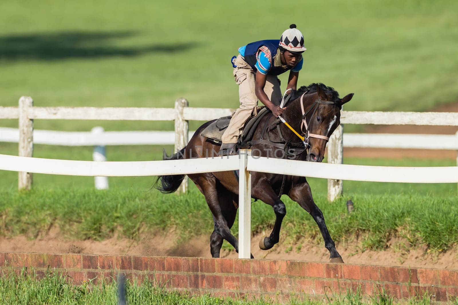 Horse Racing jockey rider morning training at Summerveld outside Durban South-Africa
