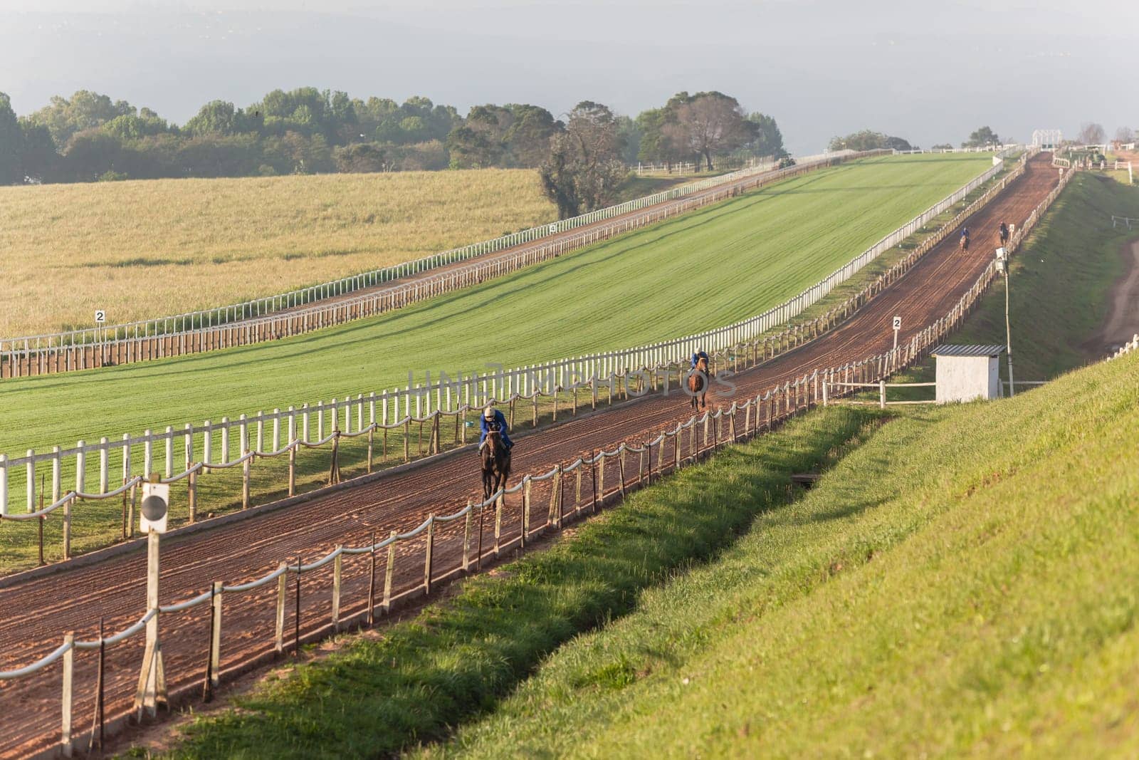 Horse Racing jockey rider morning training landscape countryside