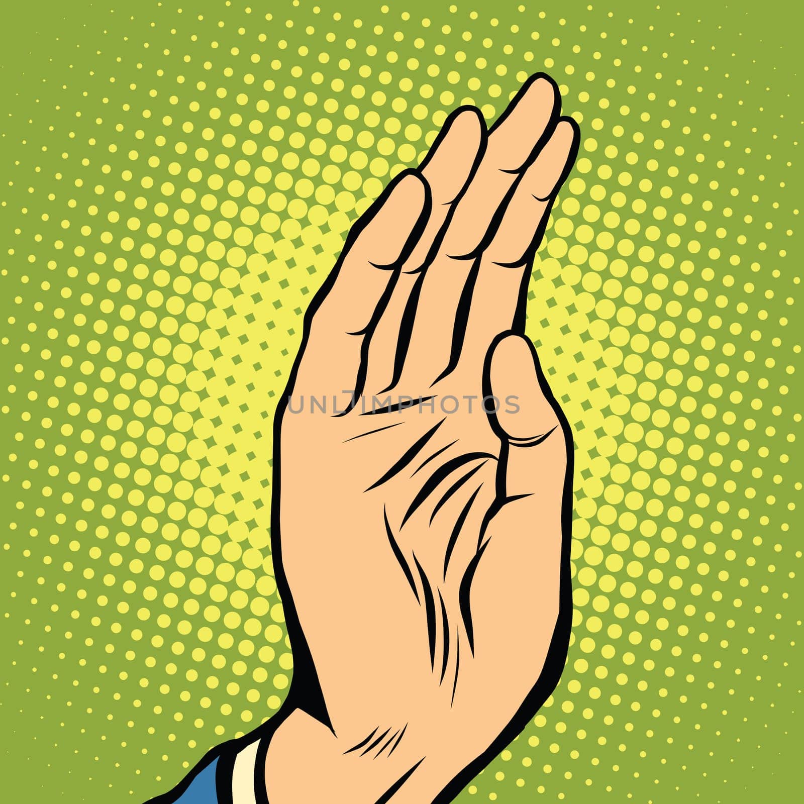 Hand palm pop art pop art retro vector