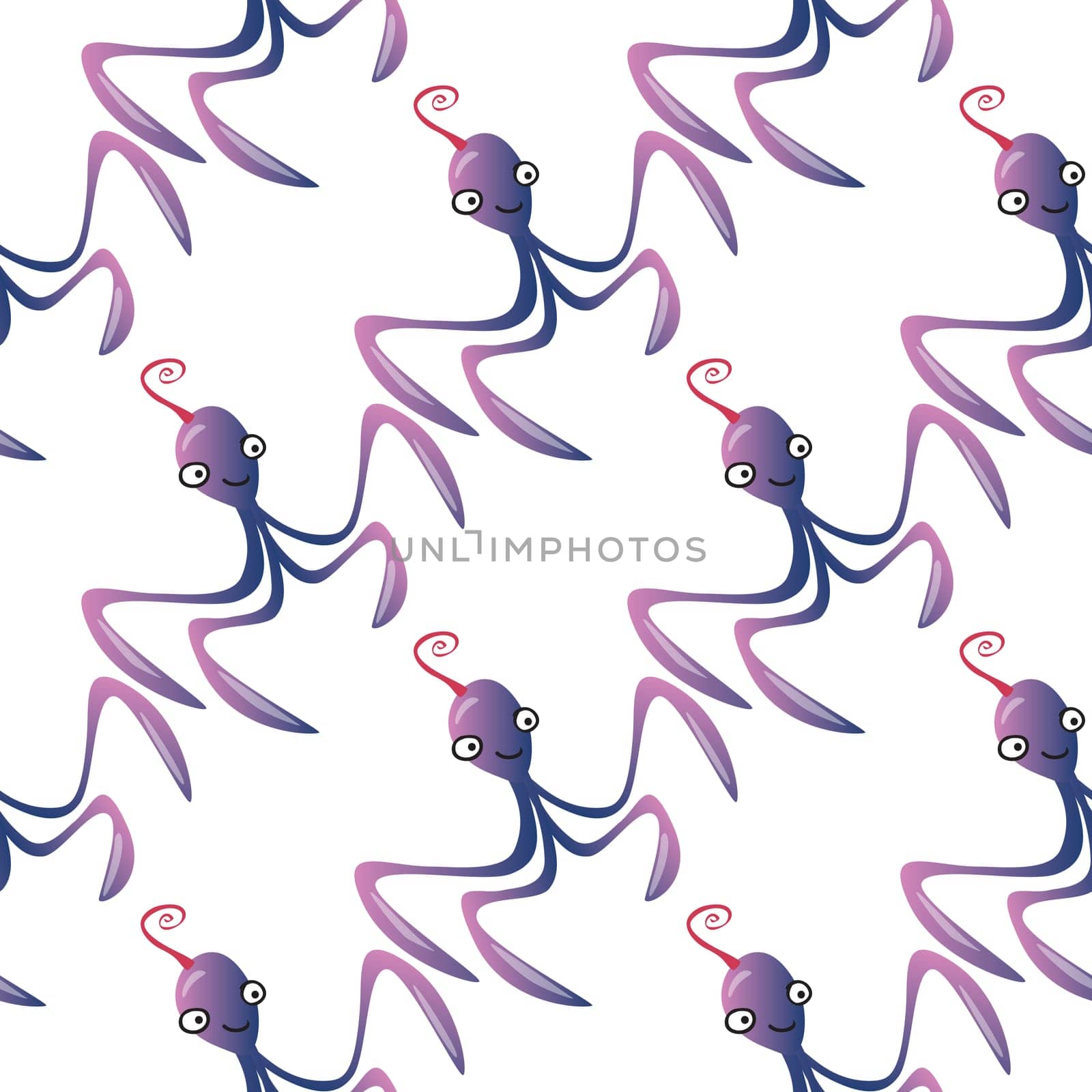 Octopus character marine seamless pattern background. Ocean animals vector