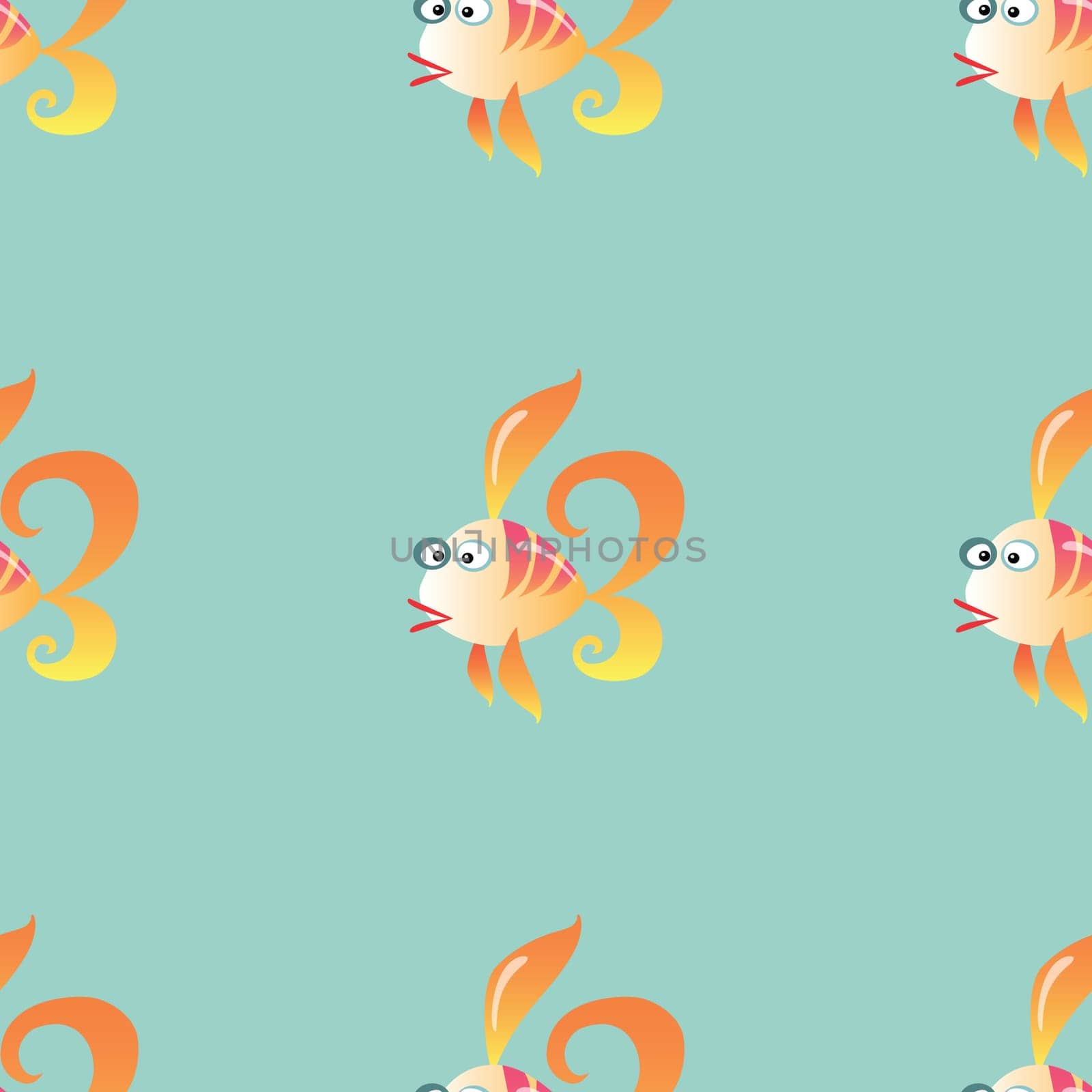 Goldfish marine seamless pattern background. Ocean animals vector