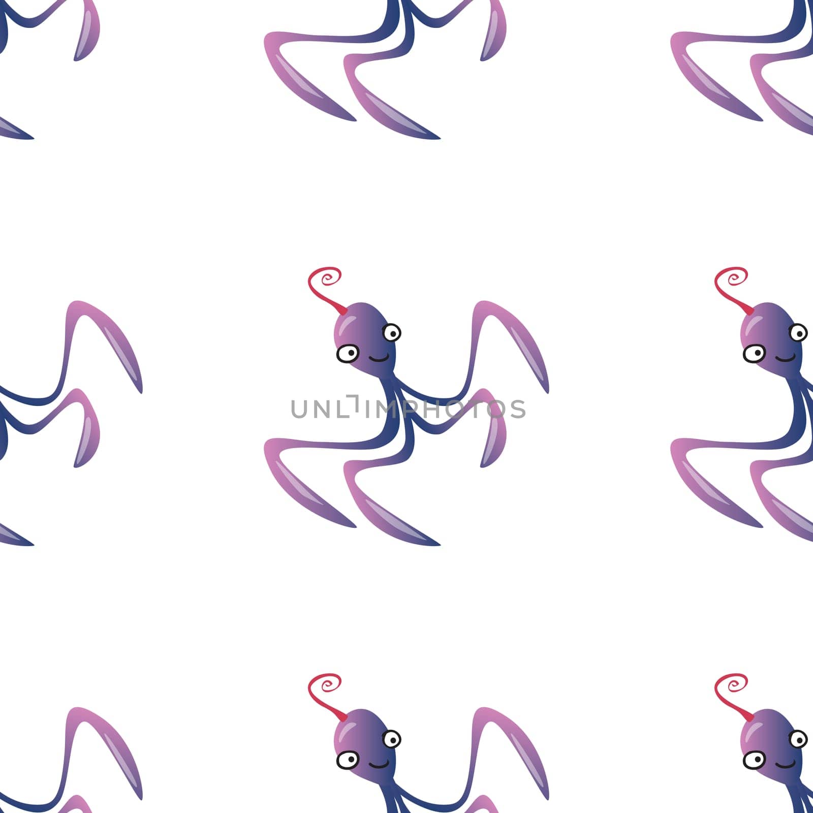 Octopus character marine seamless pattern background. Ocean animals vector