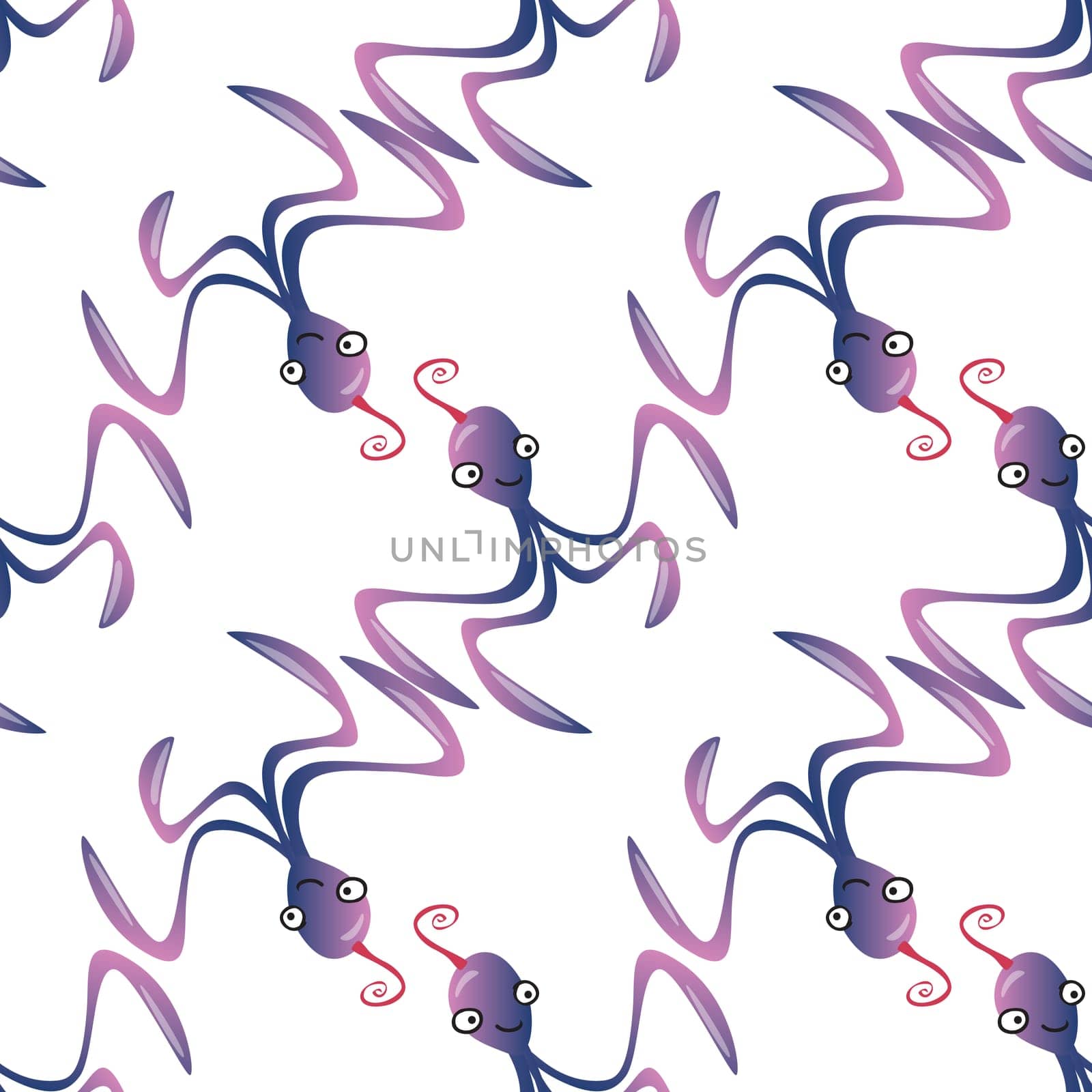 Octopus character marine seamless pattern background. Ocean animals vector