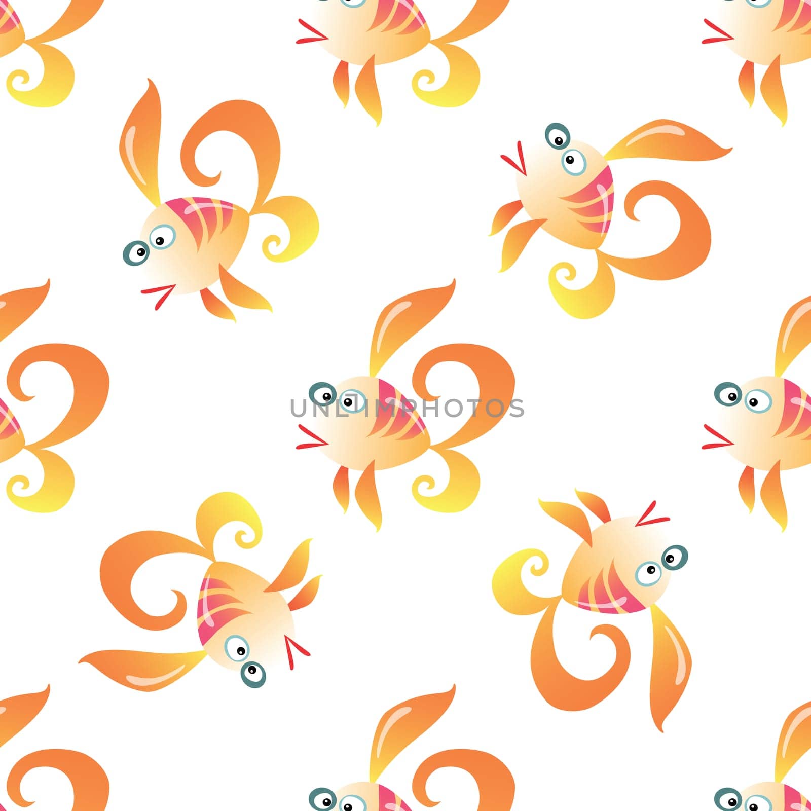 Goldfish marine seamless pattern background. Ocean animals vector
