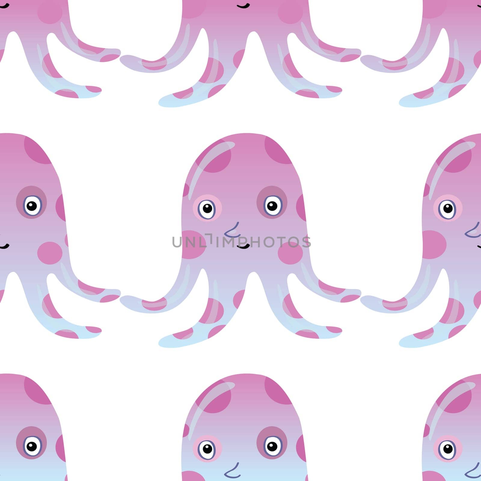 Jellyfish or octopus marine seamless pattern background. Ocean animals vector