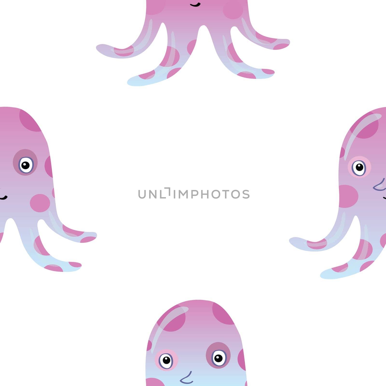 Jellyfish or octopus marine seamless pattern background. Ocean animals vector