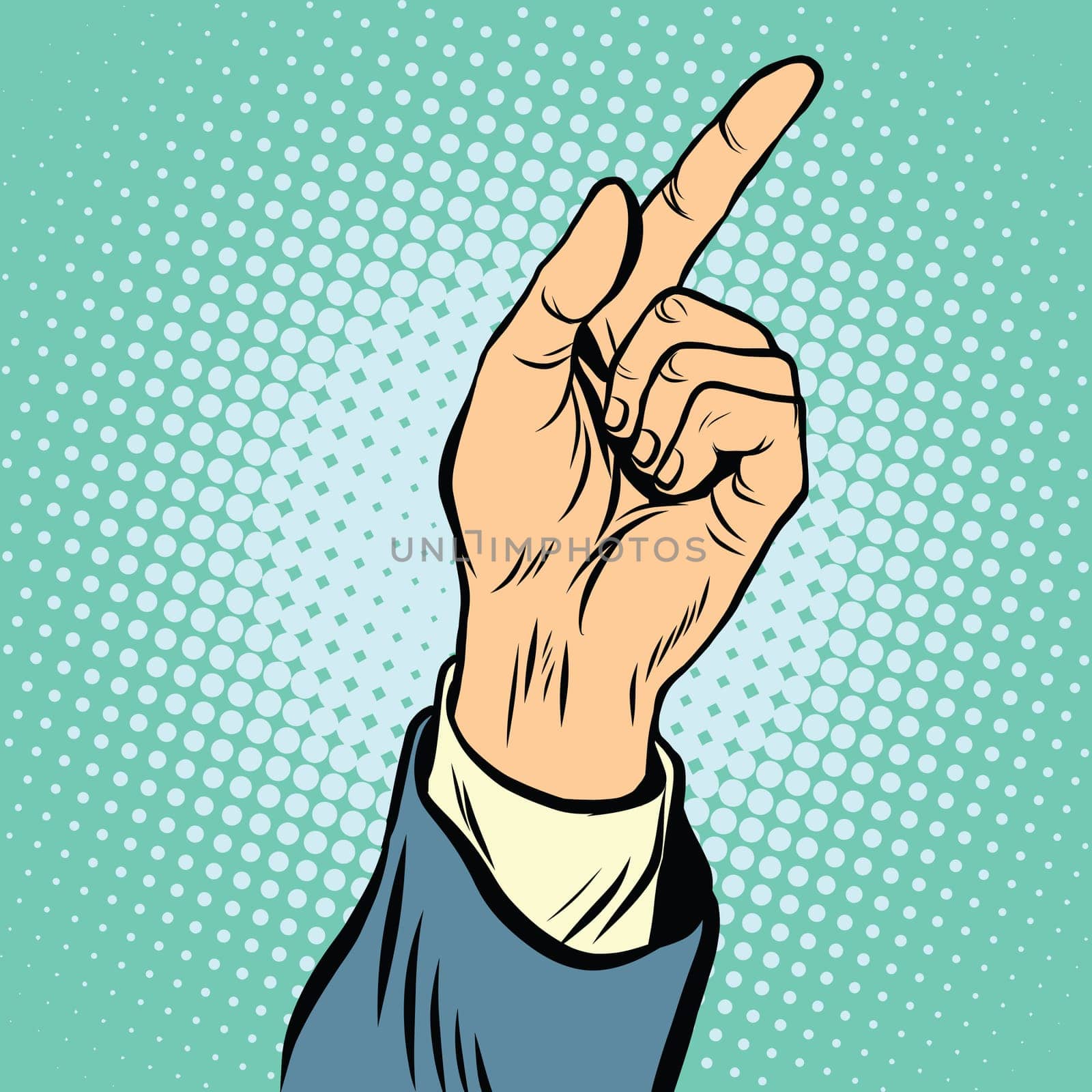 gesture Index finger direction pop art retro vector