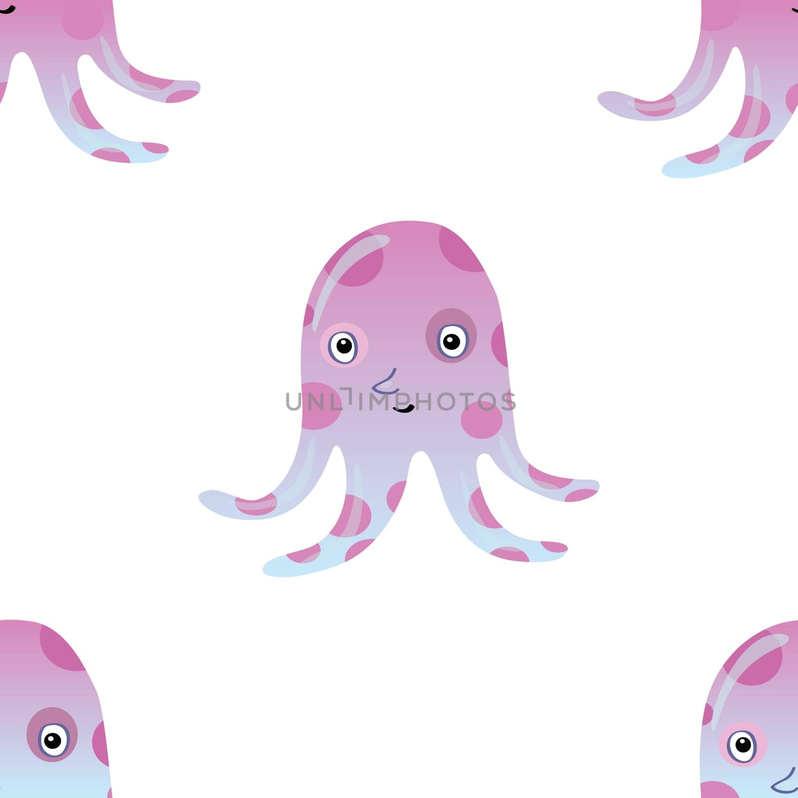 Jellyfish or octopus marine seamless pattern background. Ocean animals vector