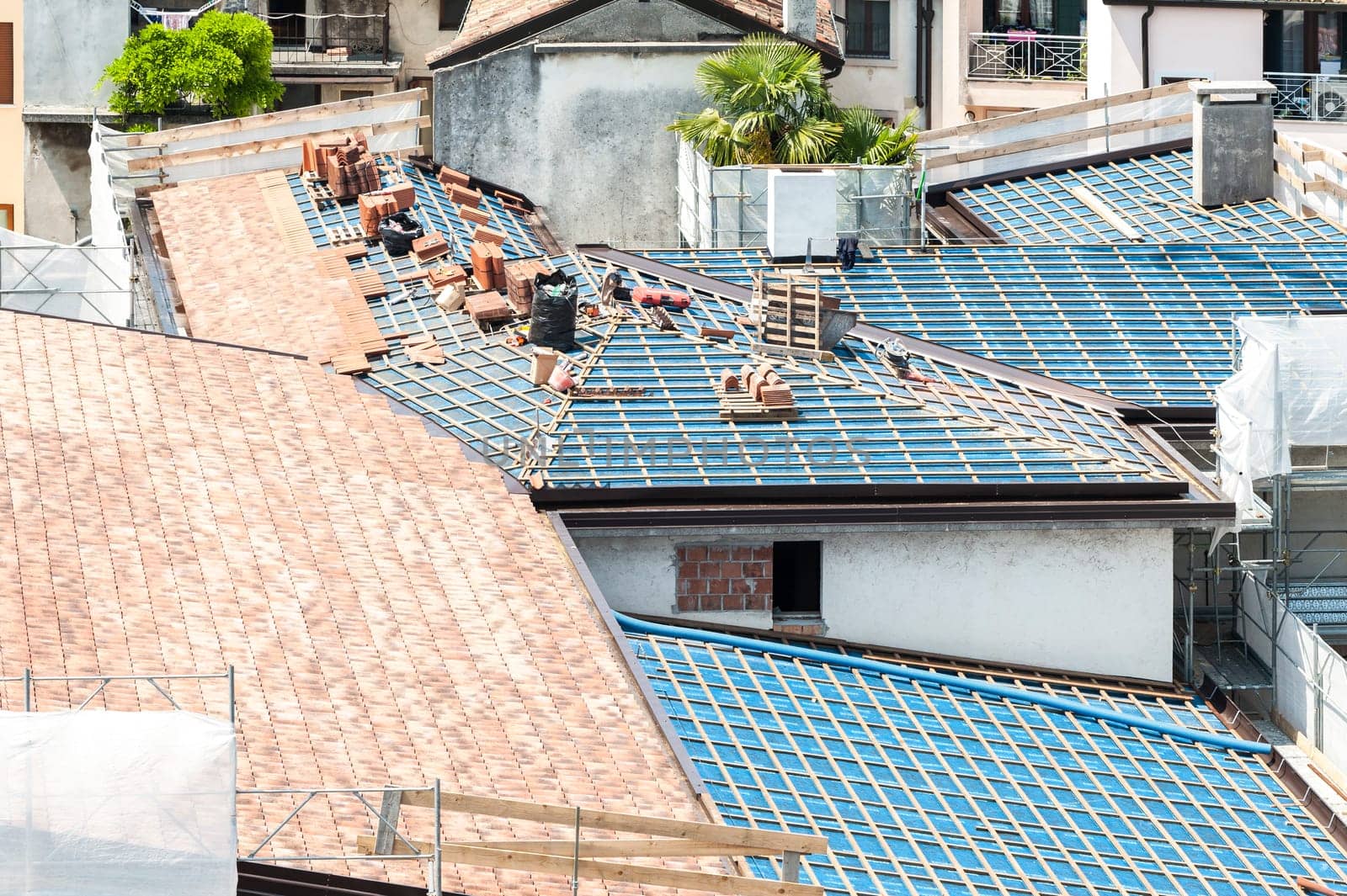 Construction site. Roof renovation.