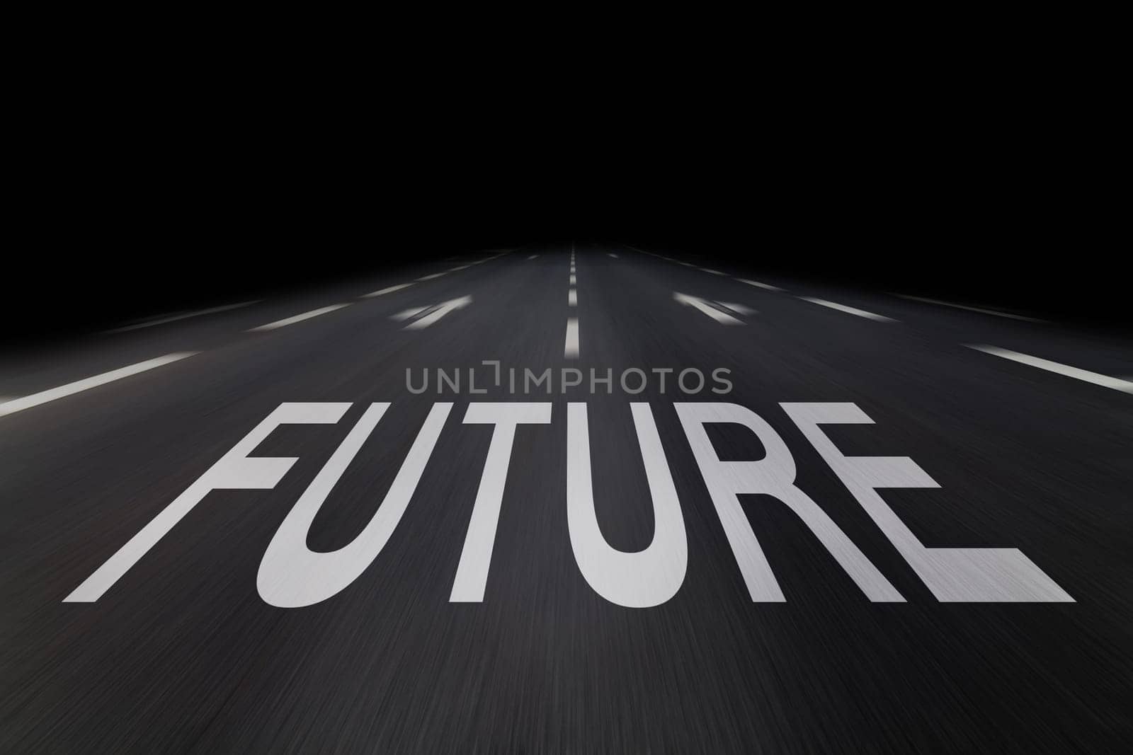future written on asphalt by night