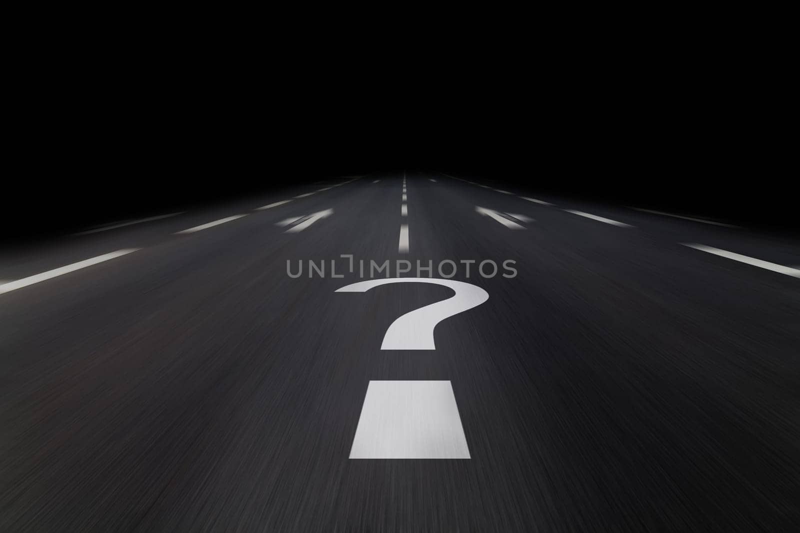 interrogation mark written on asphalt