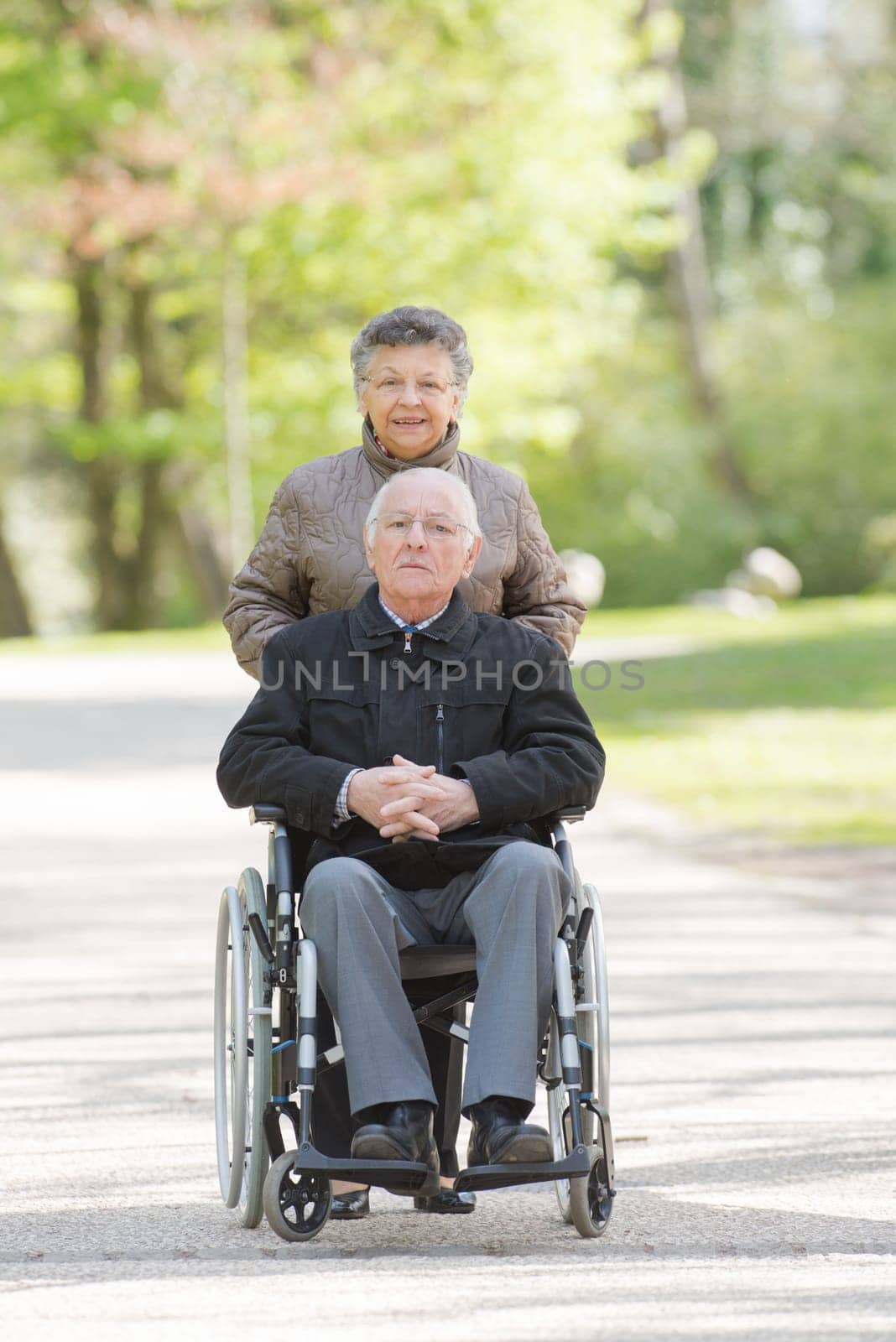 elderly couple on a walk