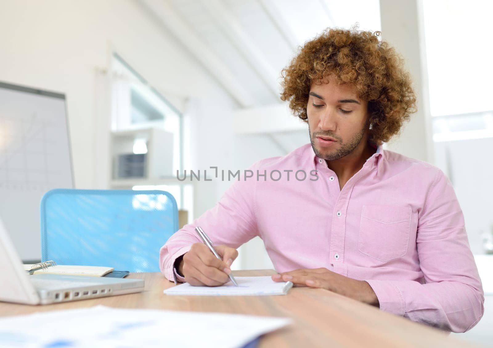 Businessman attending business presentation